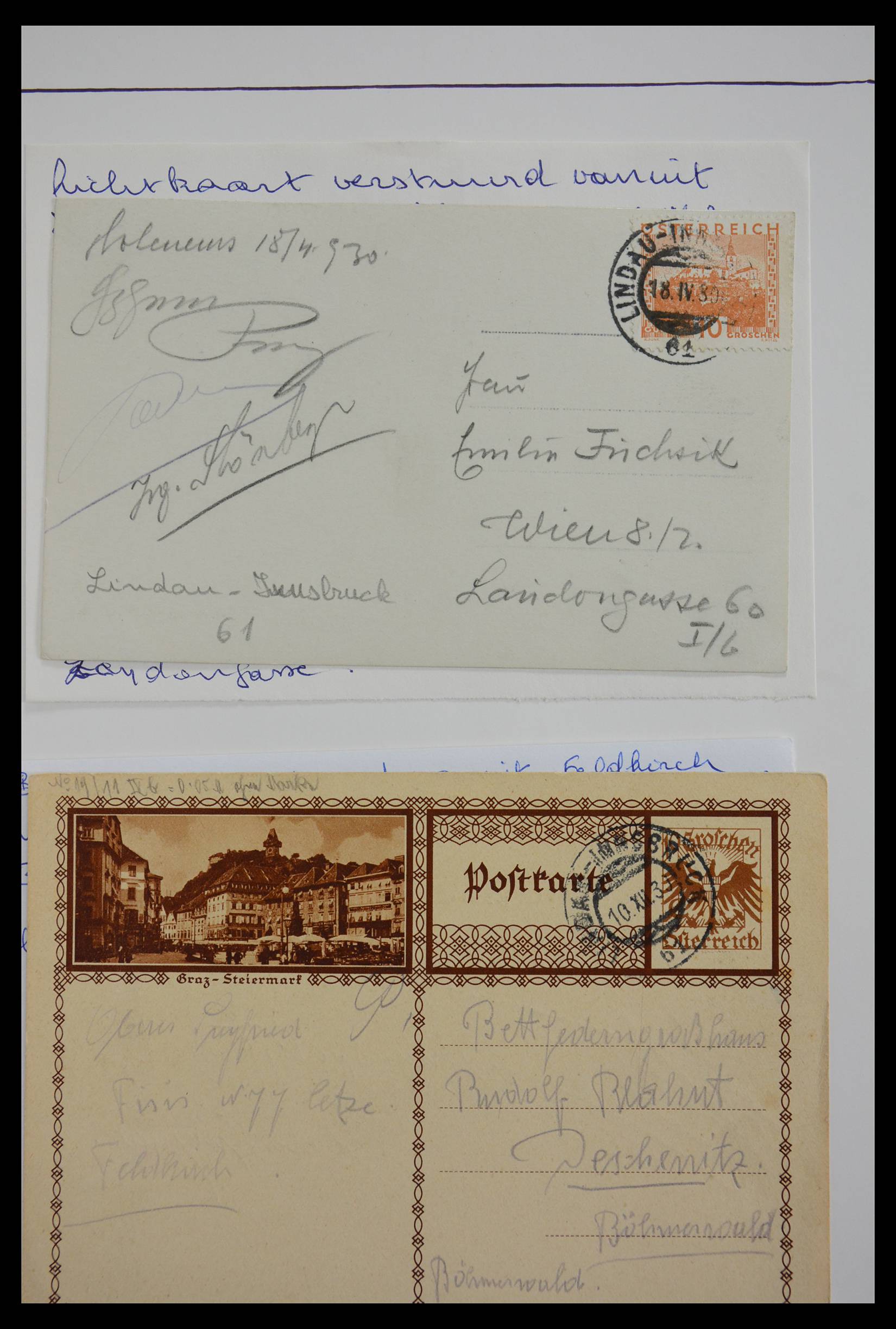 27524 0214 - 27524 Austria railroad post and station cancels.