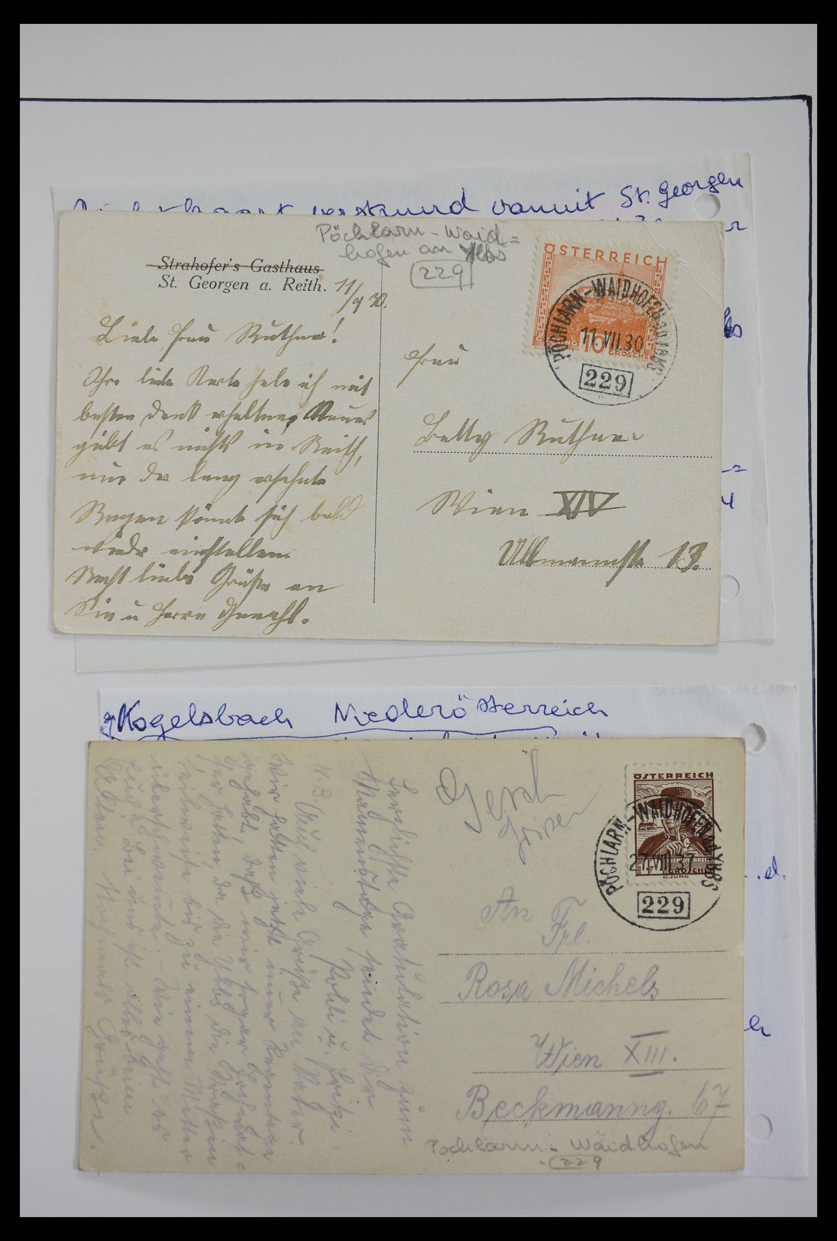 27524 0253 - 27524 Austria railroad post and station cancels.