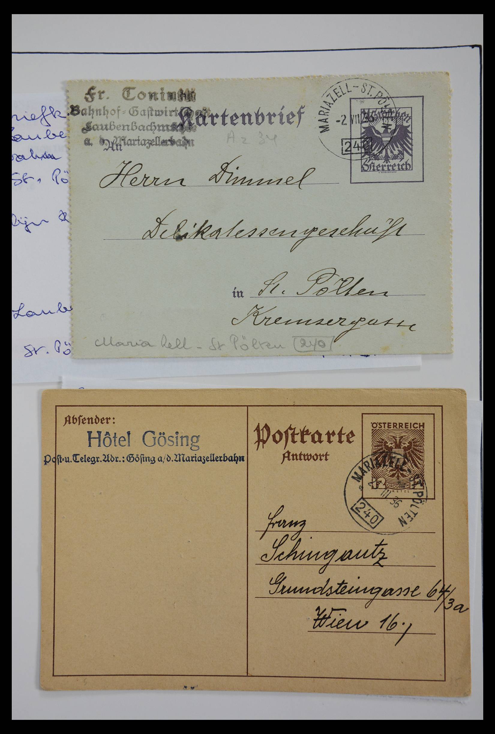 27524 0263 - 27524 Austria railroad post and station cancels.
