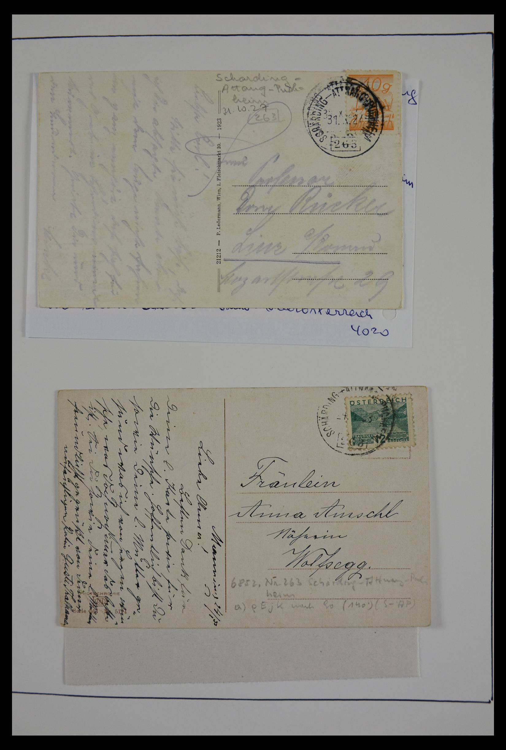 27524 0275 - 27524 Austria railroad post and station cancels.