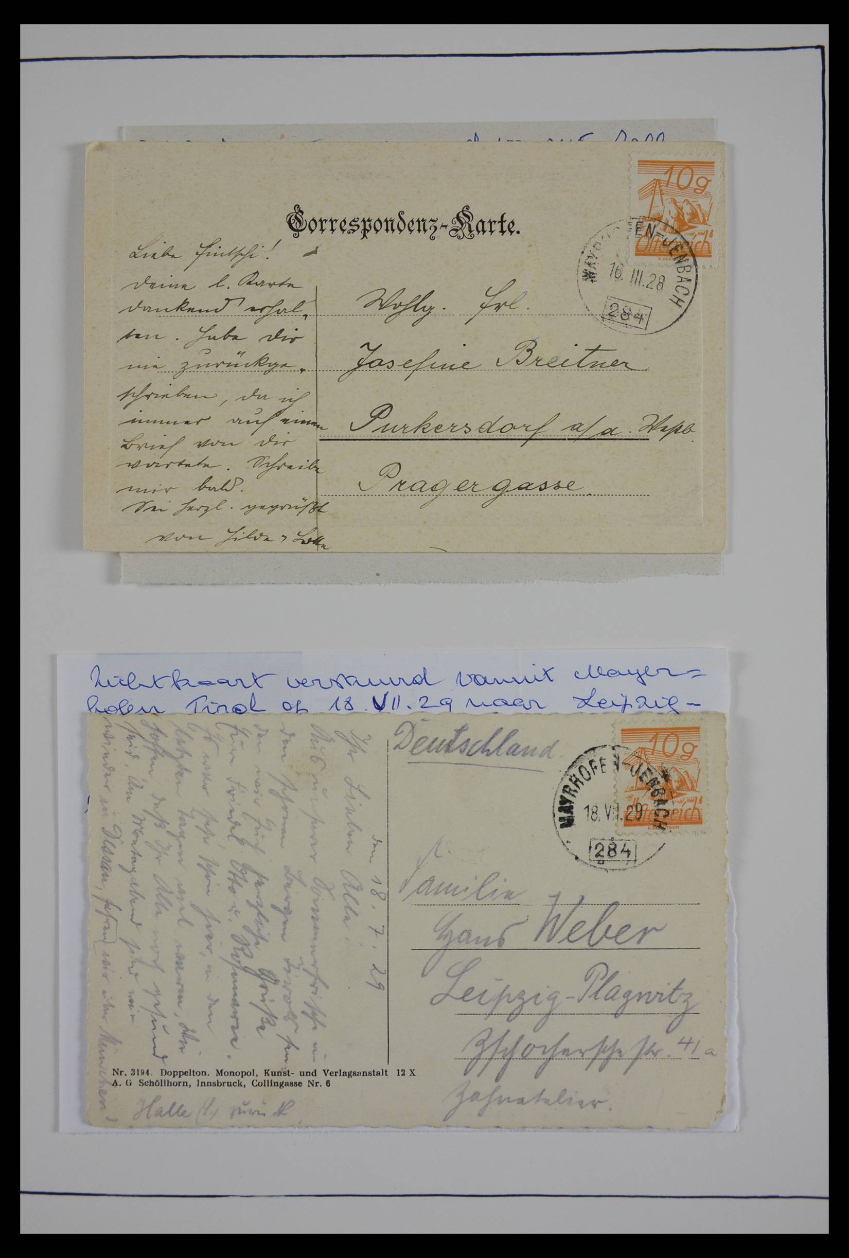 27524 0284 - 27524 Austria railroad post and station cancels.