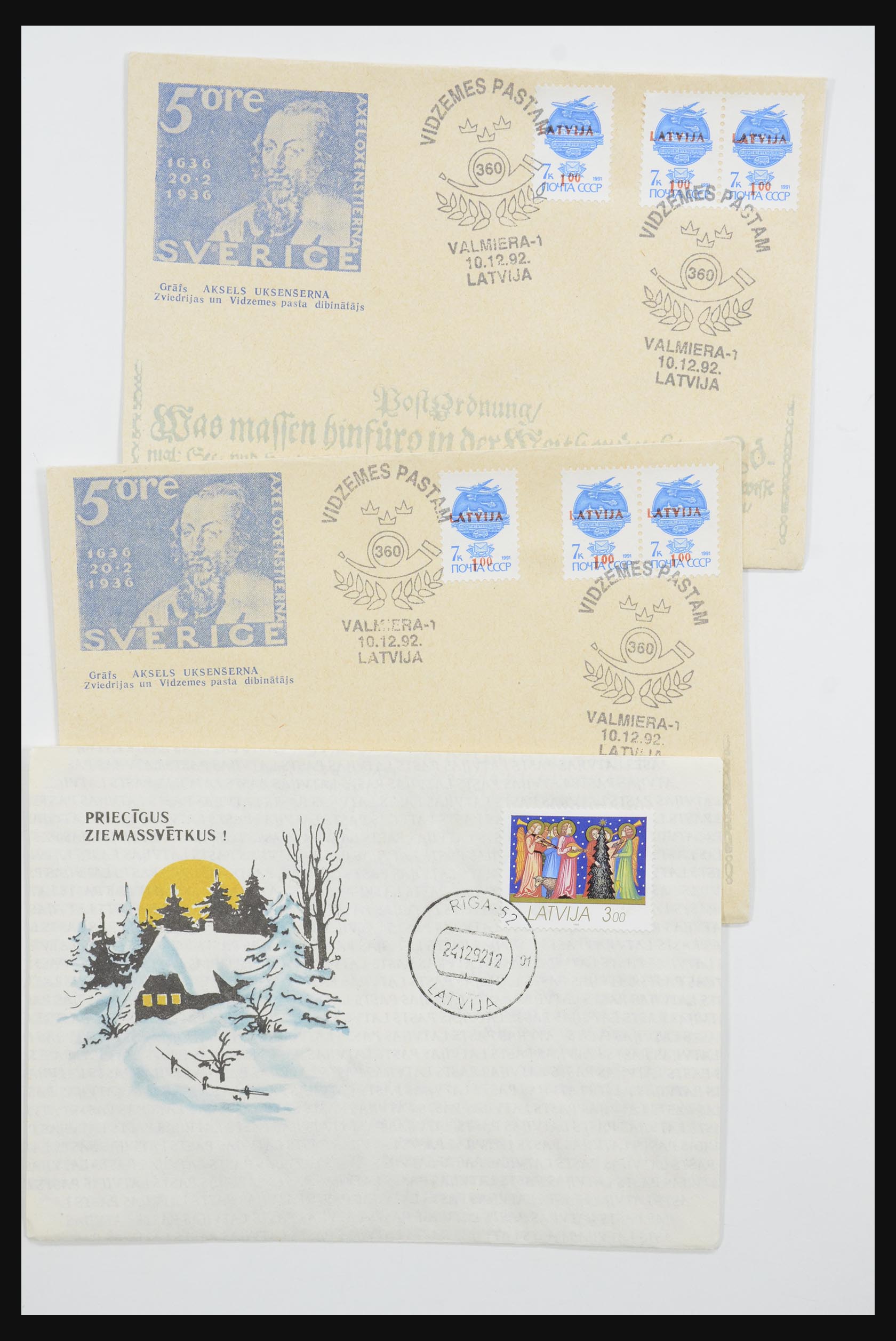 31584 585 - 31584 Letland brieven/FDC's en postwaardestukken 1990-1992.