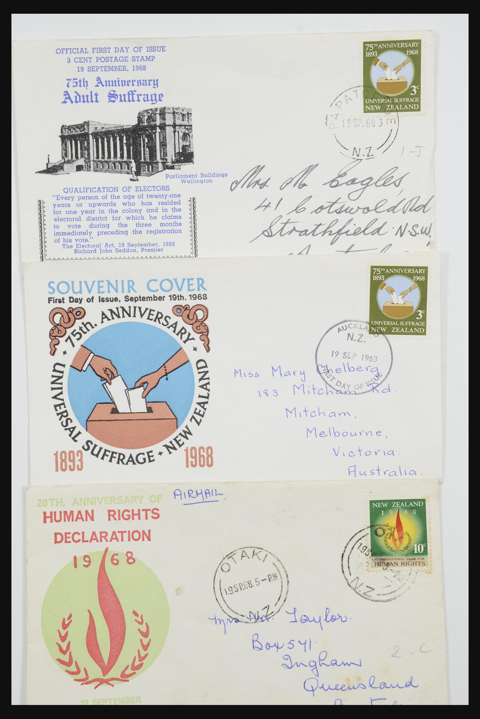 31951 195 - 31951 Nieuw Zeeland FDC's ca. 1960-1970.