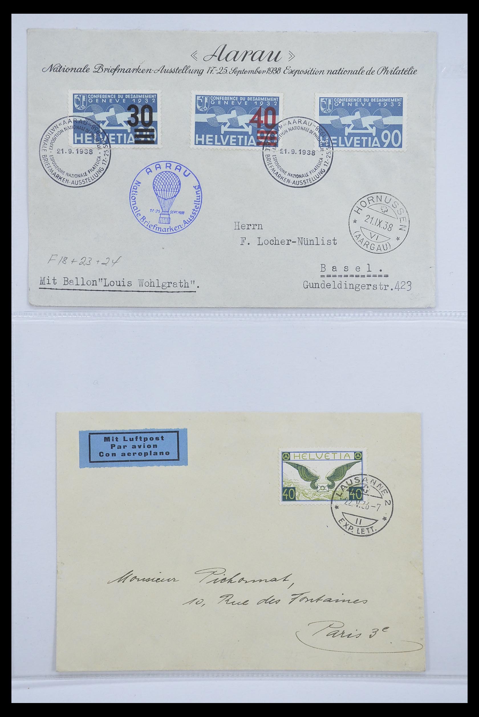 33244 005 - Stamp collection 33244 Switzerland airmail covers 1913-1950.