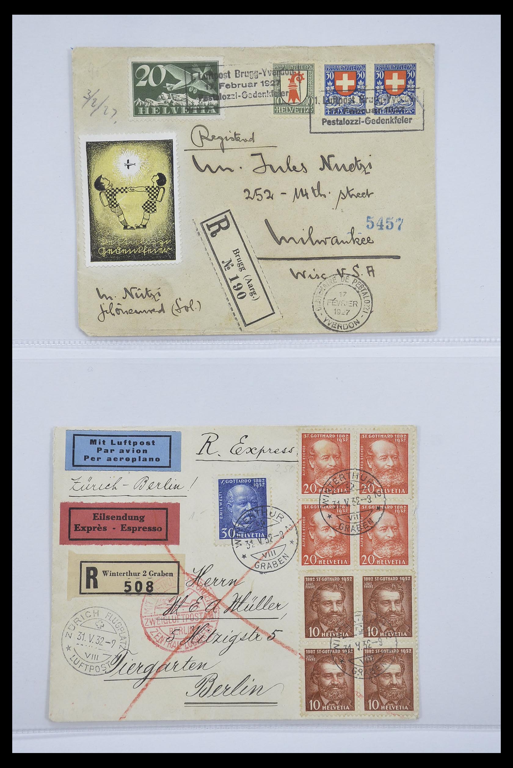 33244 007 - Stamp collection 33244 Switzerland airmail covers 1913-1950.