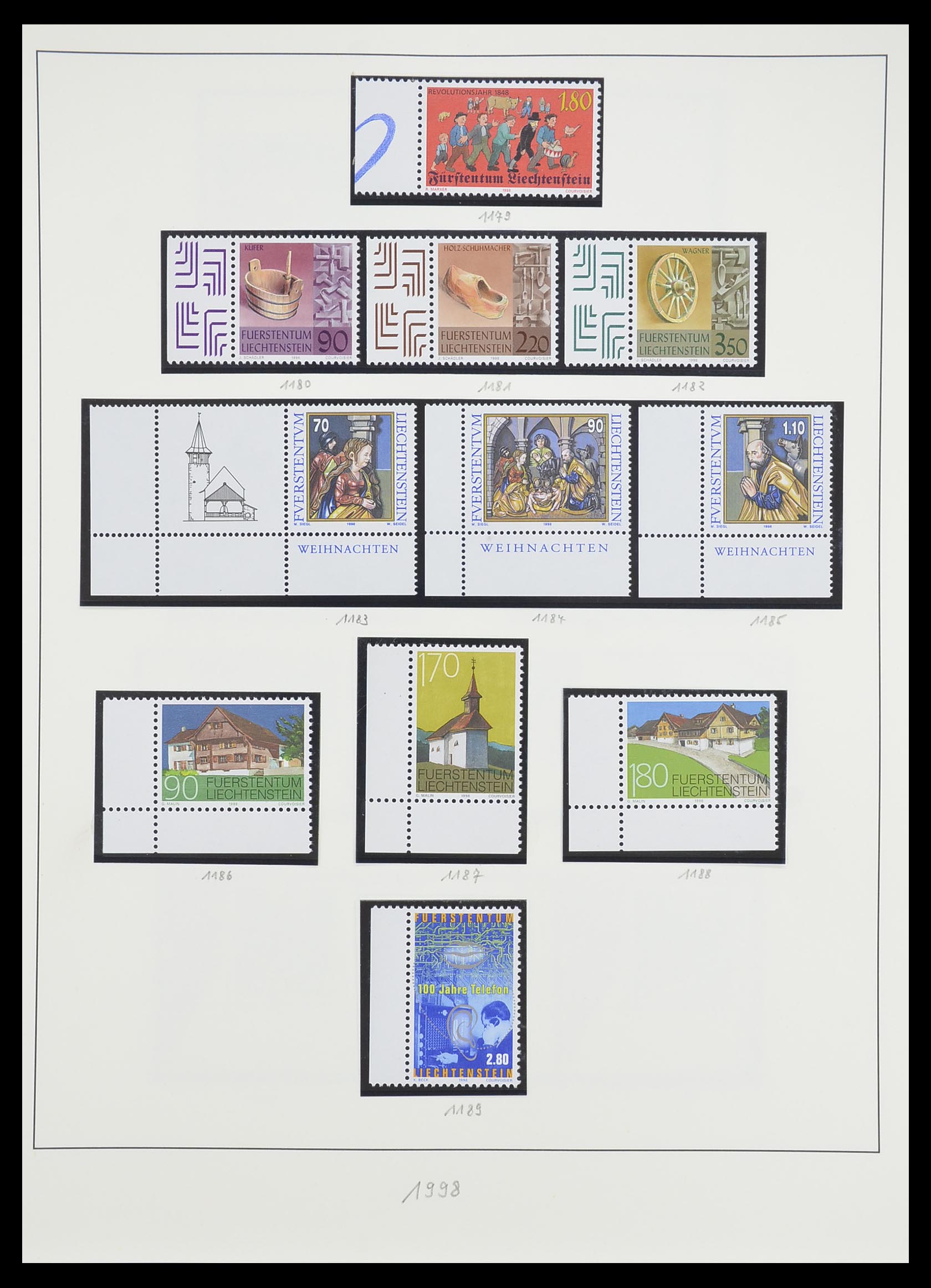 33493 165 - Postzegelverzameling 33493 Liechtenstein 1912-2008.