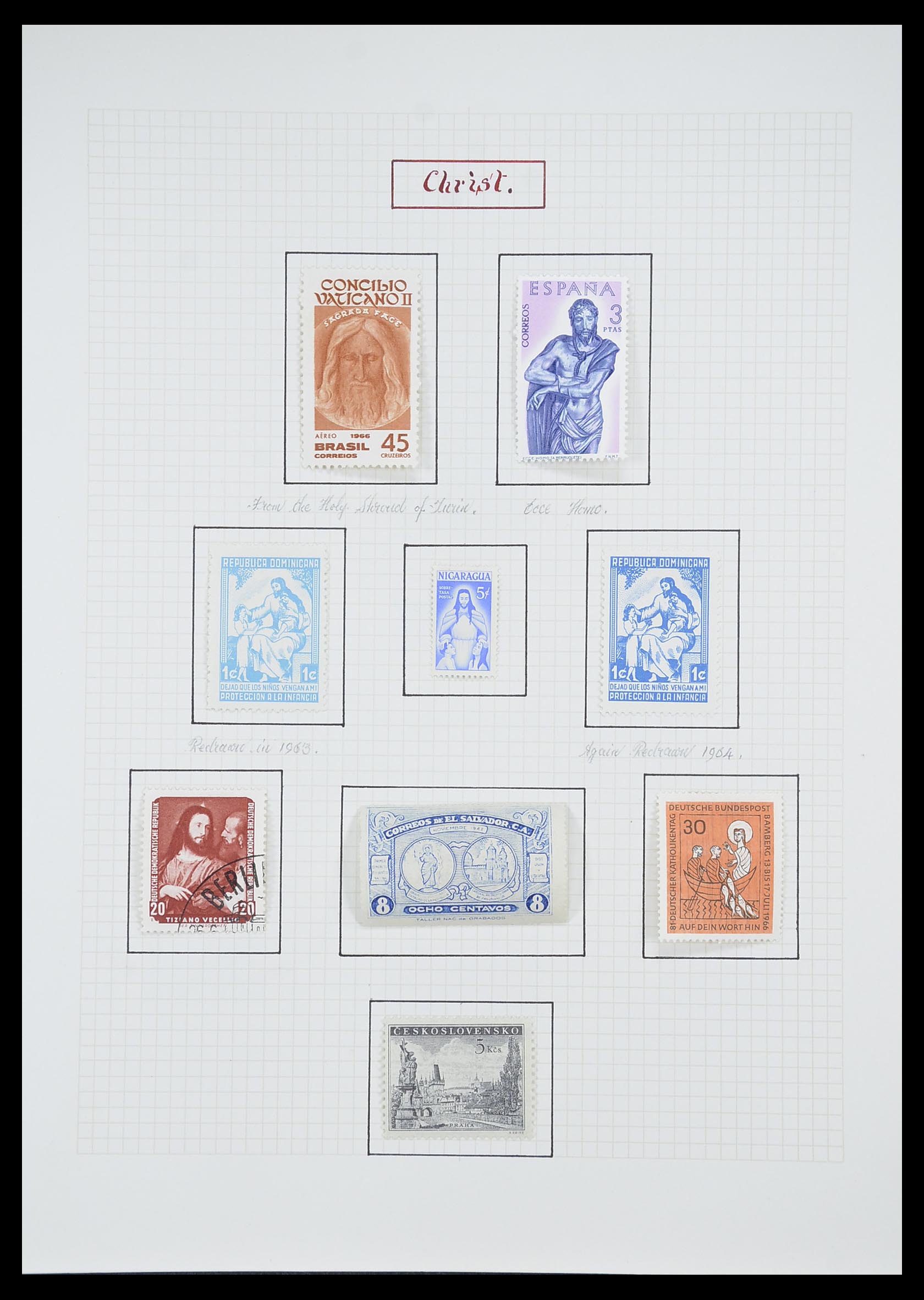 33657 0107 - Postzegelverzameling 33657 Motief Religie 1900-1990.