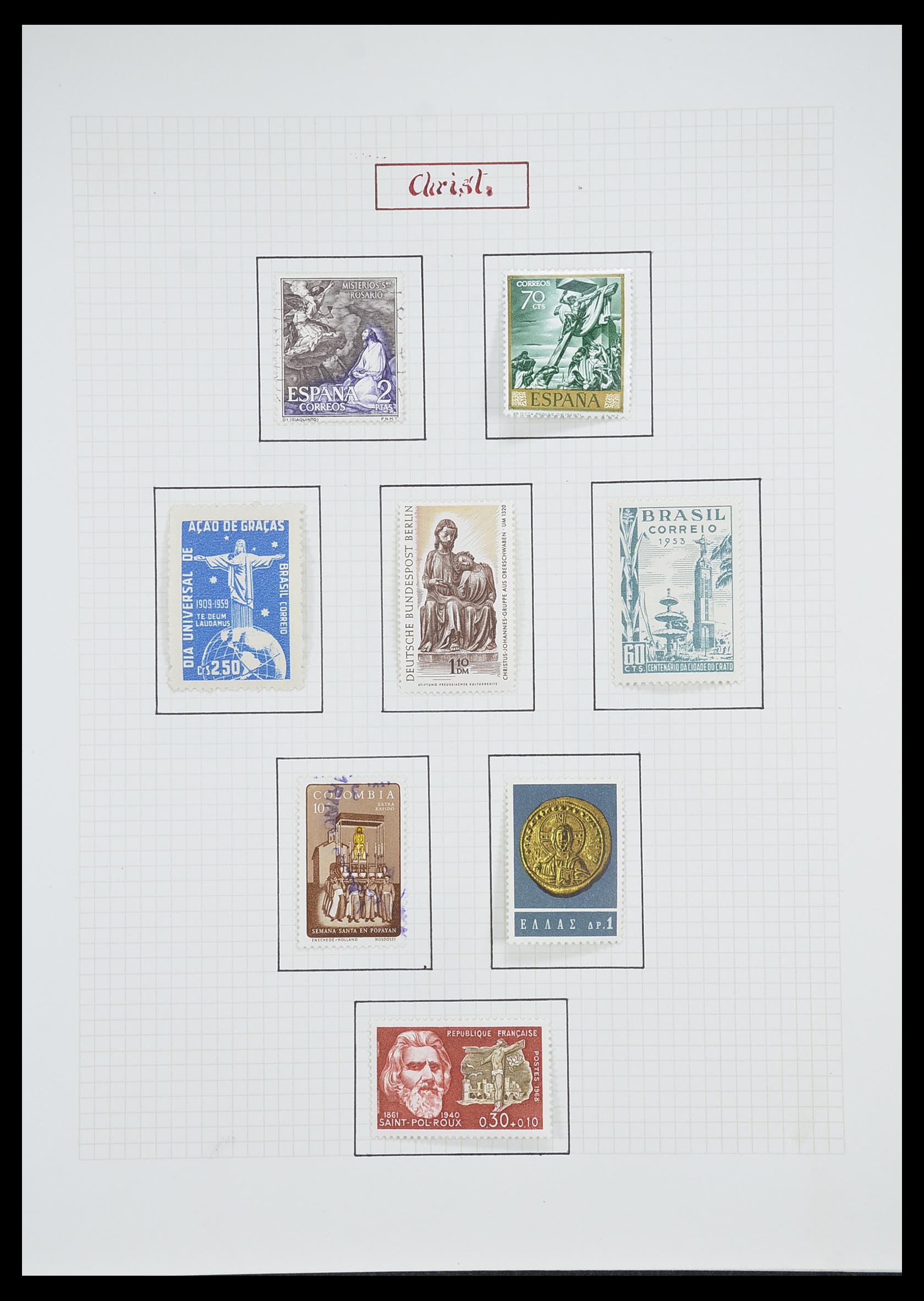 33657 0109 - Postzegelverzameling 33657 Motief Religie 1900-1990.