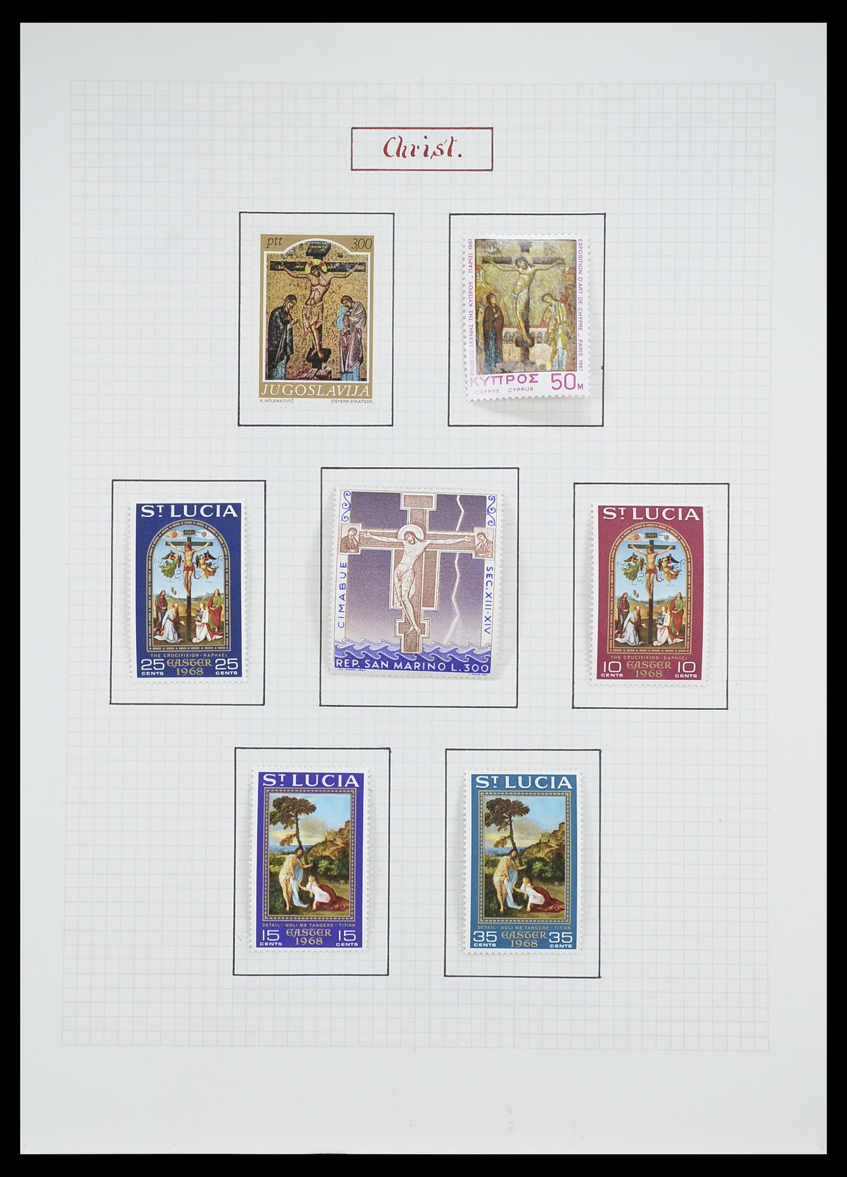 33657 0117 - Postzegelverzameling 33657 Motief Religie 1900-1990.