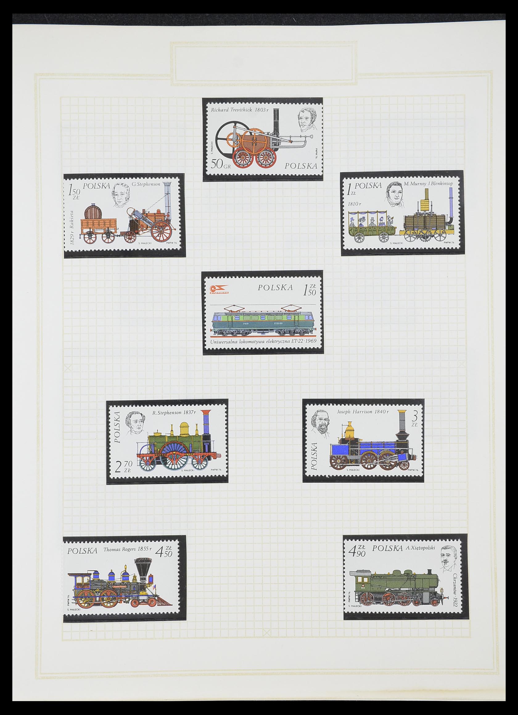 33755 0156 - Postzegelverzameling 33755 Motief treinen 1900-2010.