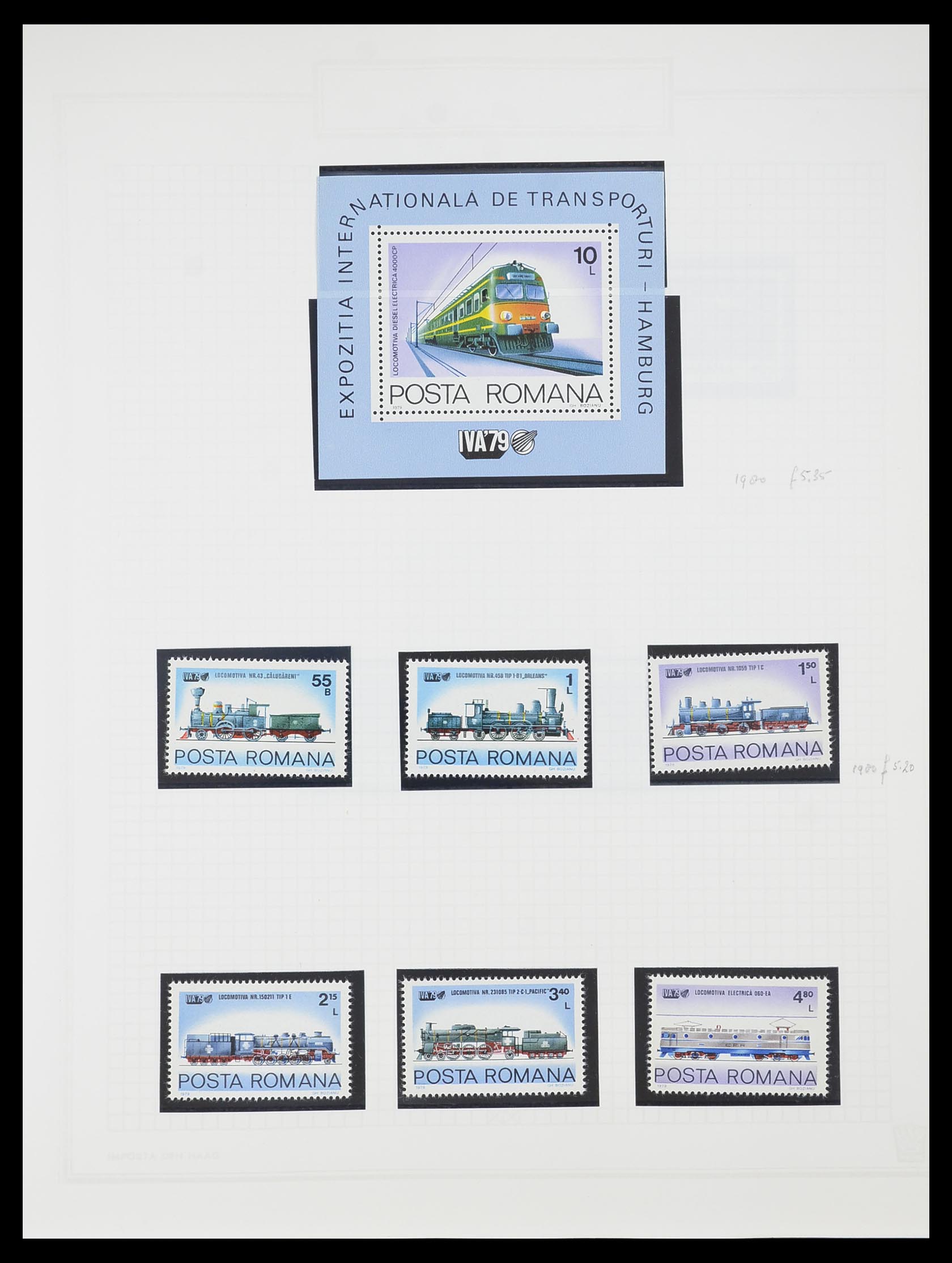 33755 0166 - Postzegelverzameling 33755 Motief treinen 1900-2010.
