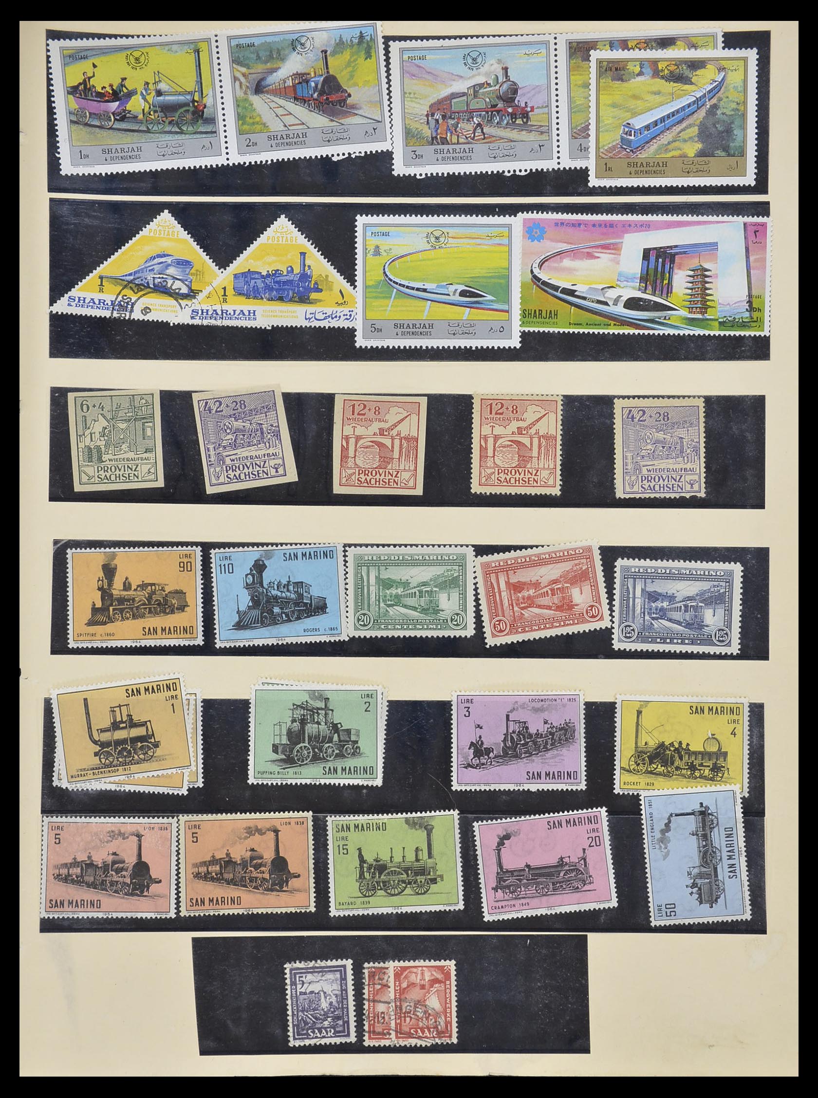 33755 2042 - Postzegelverzameling 33755 Motief treinen 1900-2010.