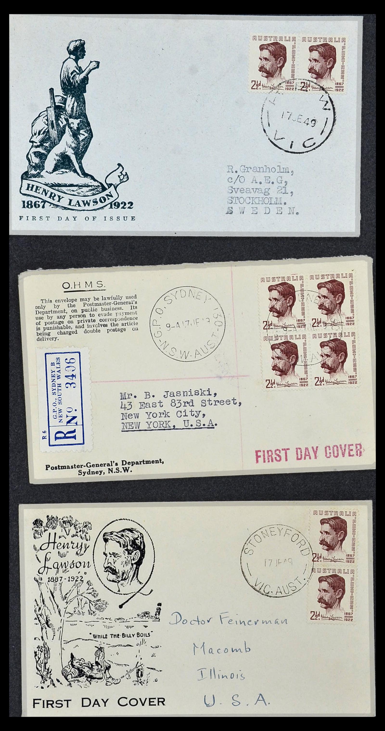 34118 029 - Stamp collection 34118 Australia FDC's 1944-1952.