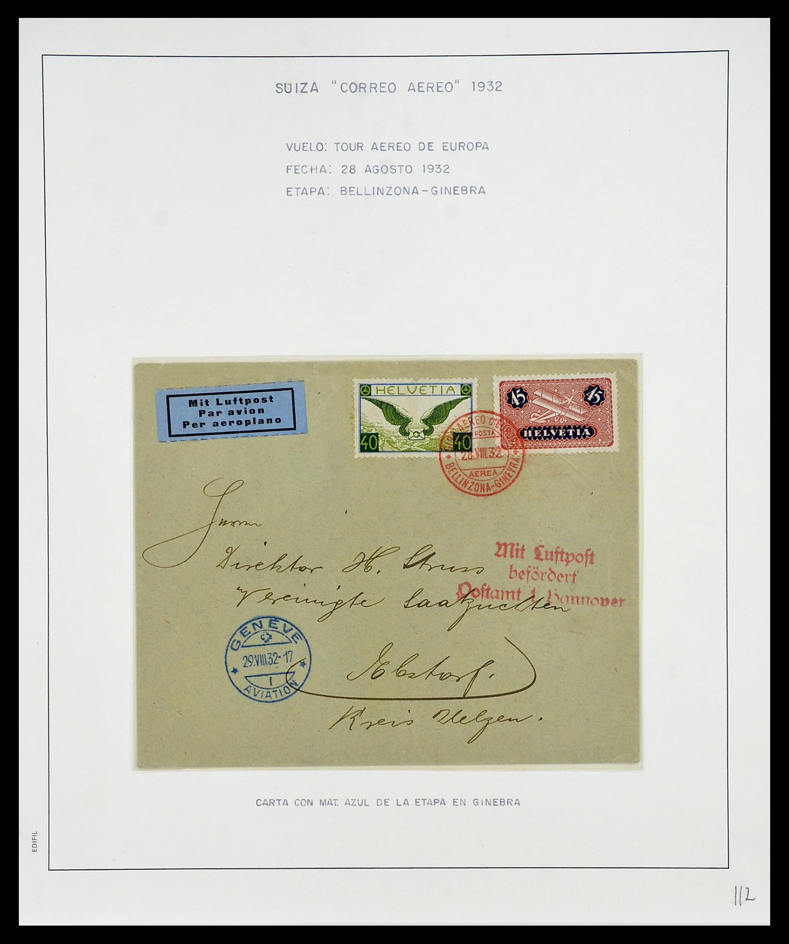 34137 061 - Postzegelverzameling 34137 Zwitserland luchtpostbrieven 1923-1963.