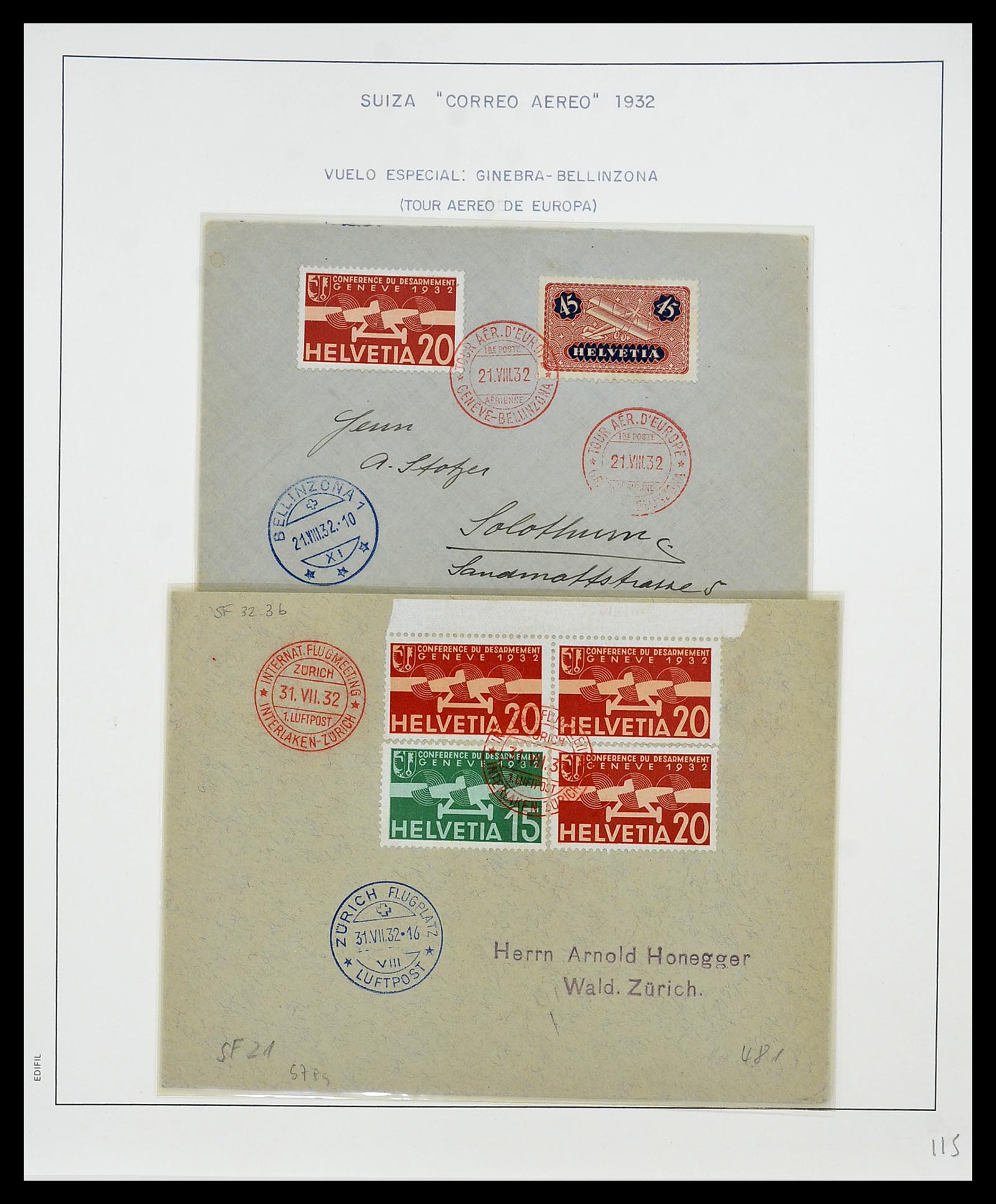 34137 064 - Postzegelverzameling 34137 Zwitserland luchtpostbrieven 1923-1963.