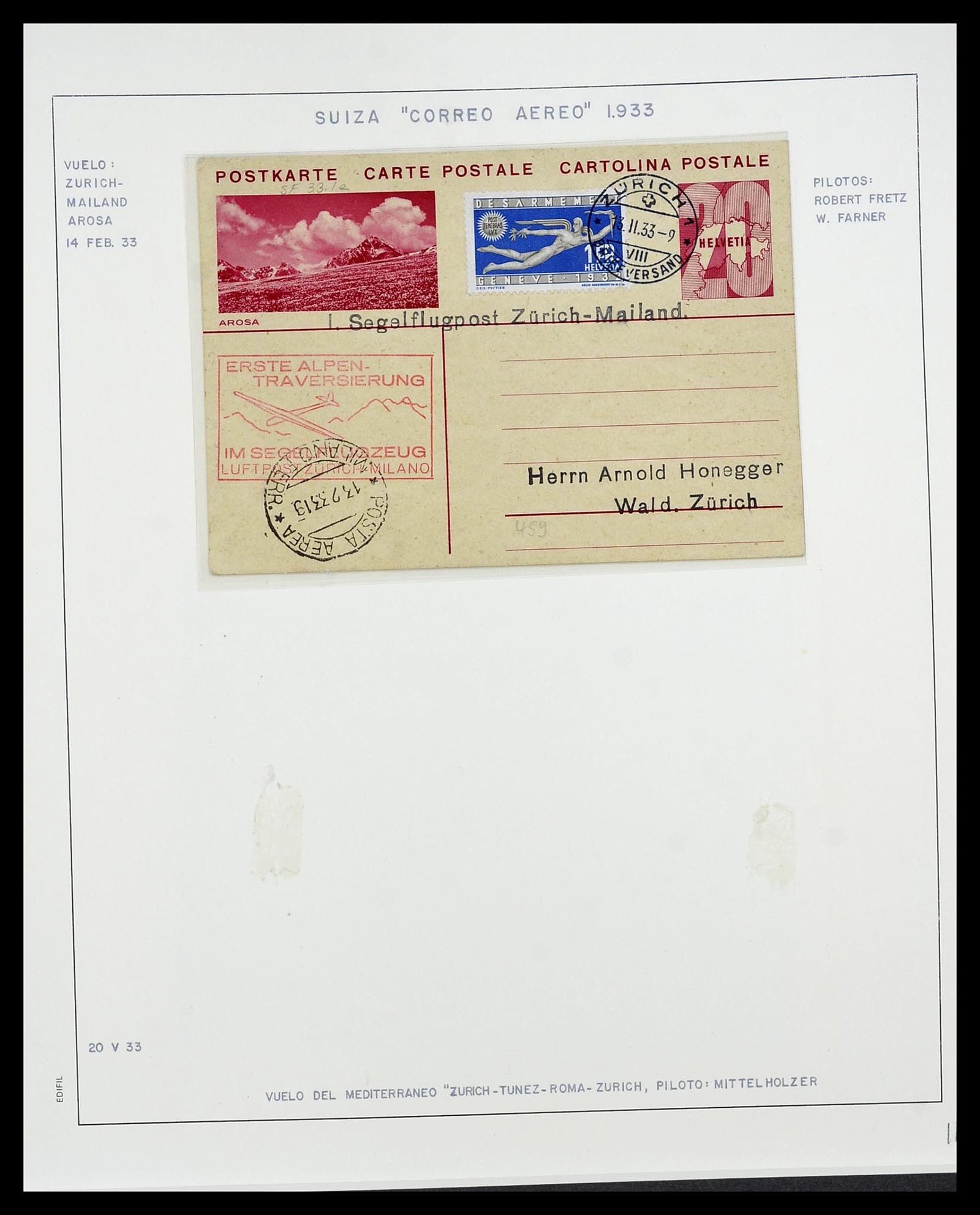 34137 065 - Postzegelverzameling 34137 Zwitserland luchtpostbrieven 1923-1963.