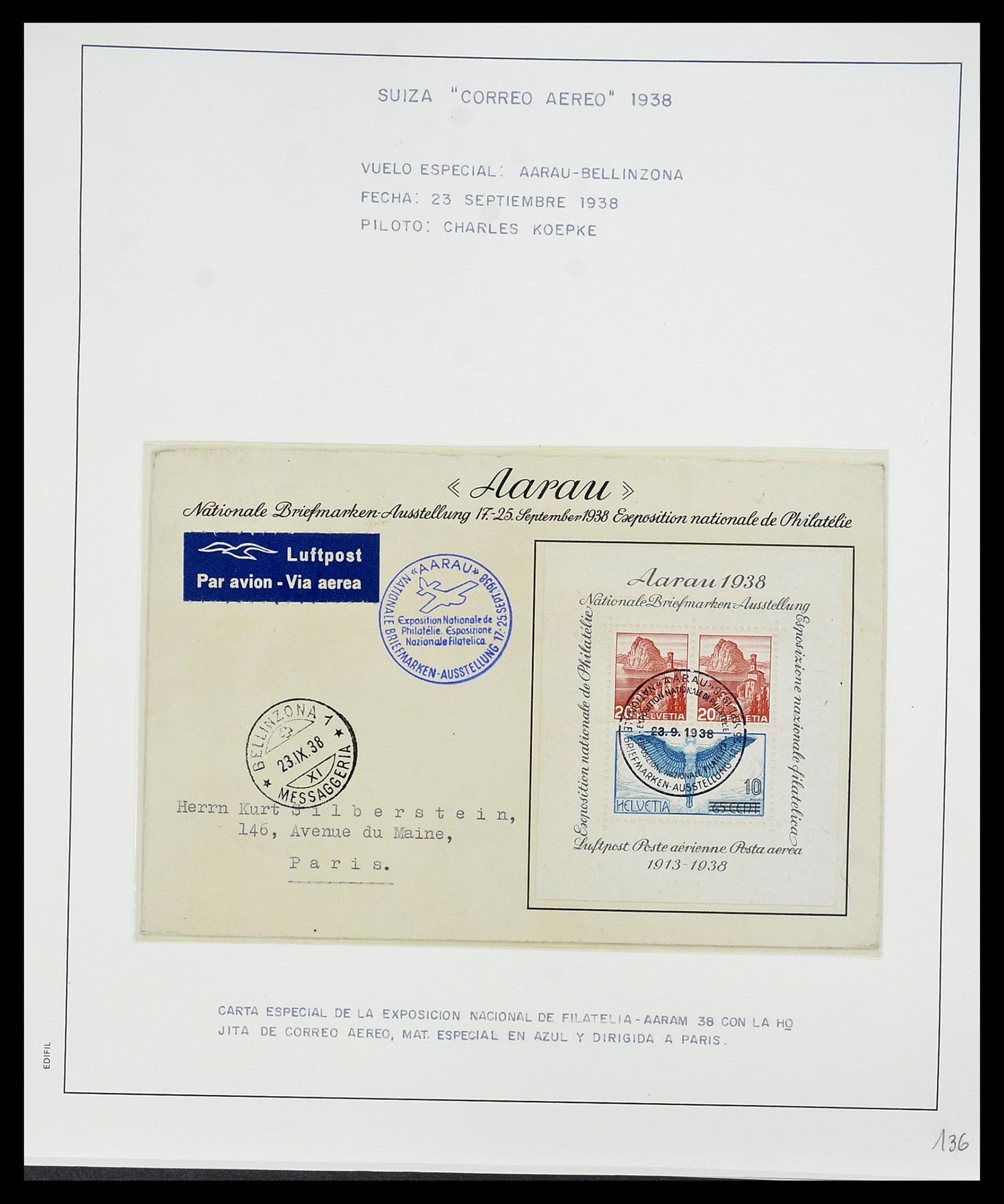 34137 074 - Postzegelverzameling 34137 Zwitserland luchtpostbrieven 1923-1963.