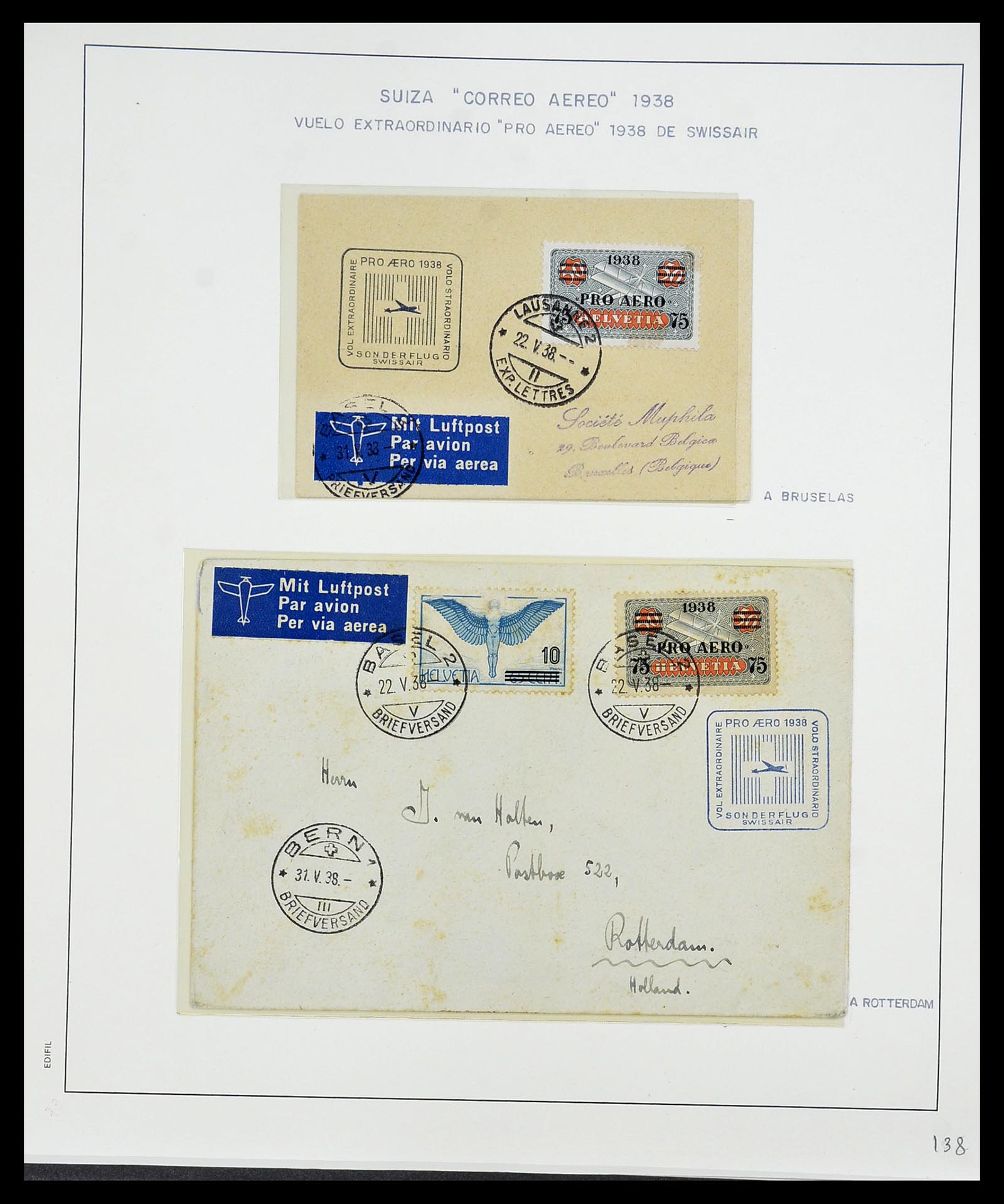 34137 076 - Postzegelverzameling 34137 Zwitserland luchtpostbrieven 1923-1963.