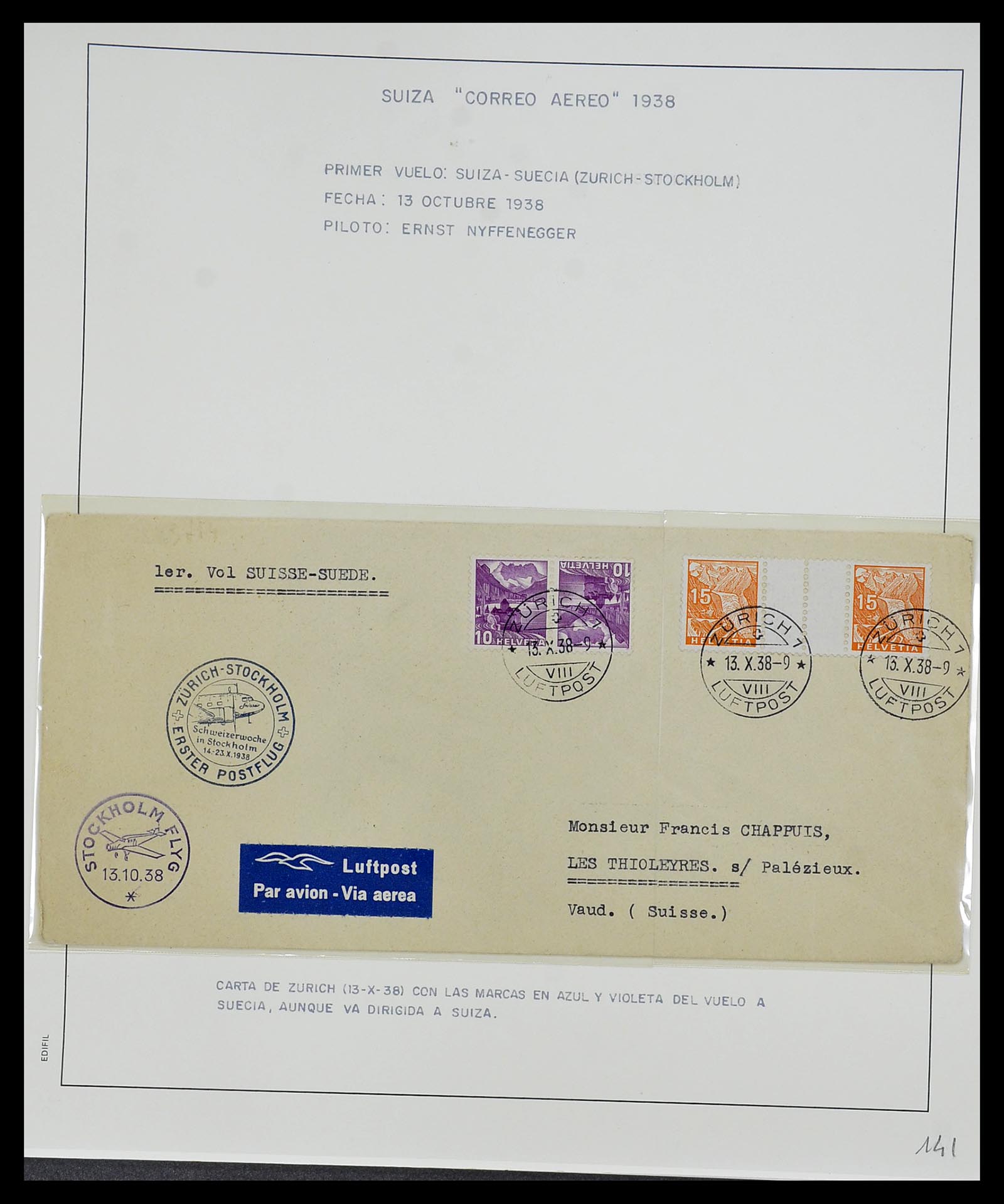 34137 079 - Postzegelverzameling 34137 Zwitserland luchtpostbrieven 1923-1963.