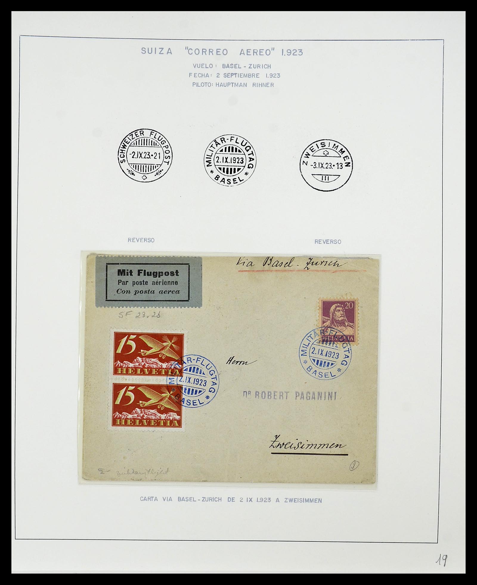 34137 089 - Postzegelverzameling 34137 Zwitserland luchtpostbrieven 1923-1963.