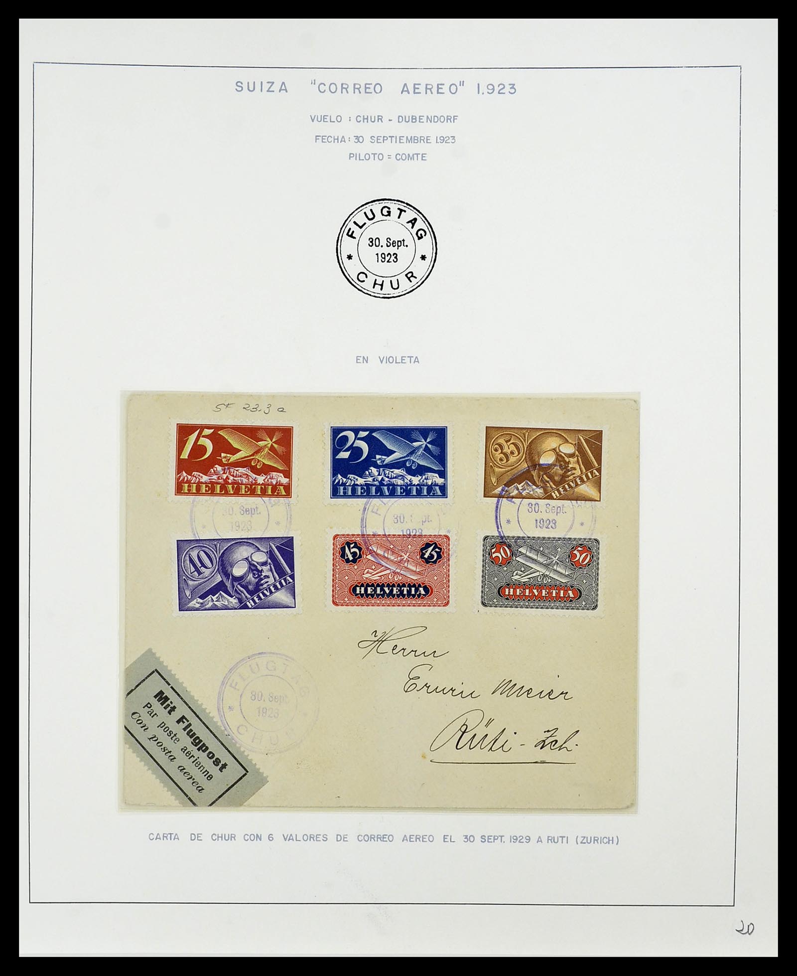 34137 090 - Postzegelverzameling 34137 Zwitserland luchtpostbrieven 1923-1963.
