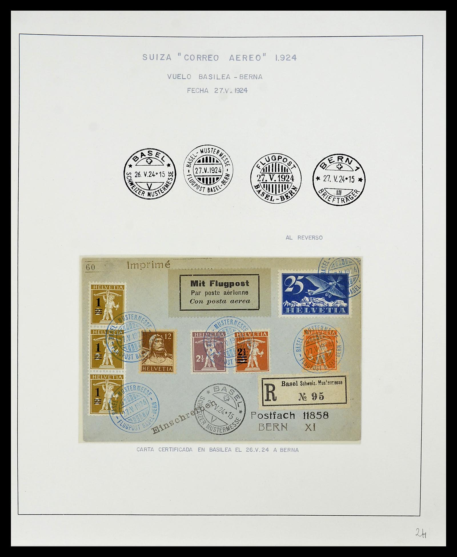 34137 092 - Postzegelverzameling 34137 Zwitserland luchtpostbrieven 1923-1963.