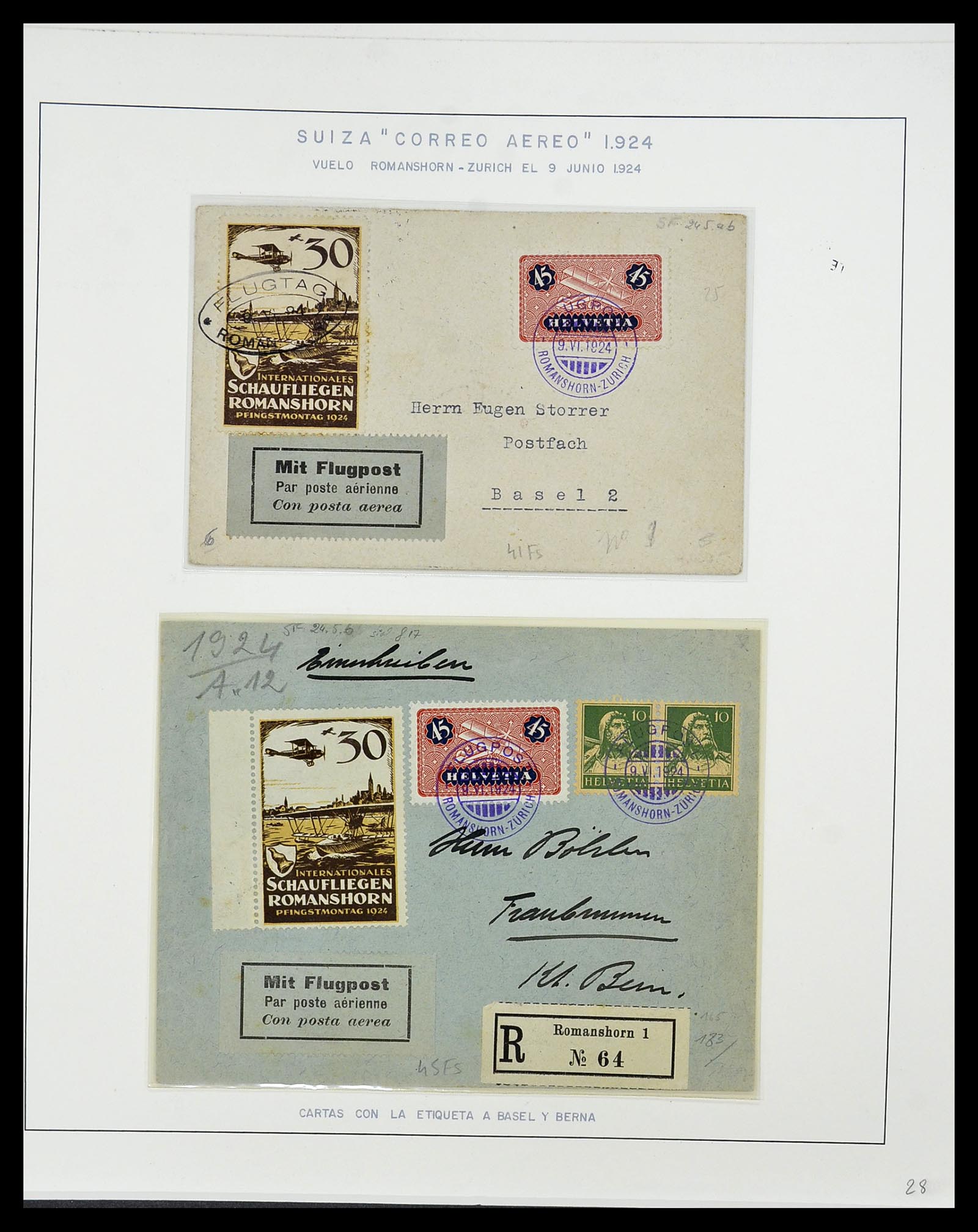 34137 094 - Postzegelverzameling 34137 Zwitserland luchtpostbrieven 1923-1963.