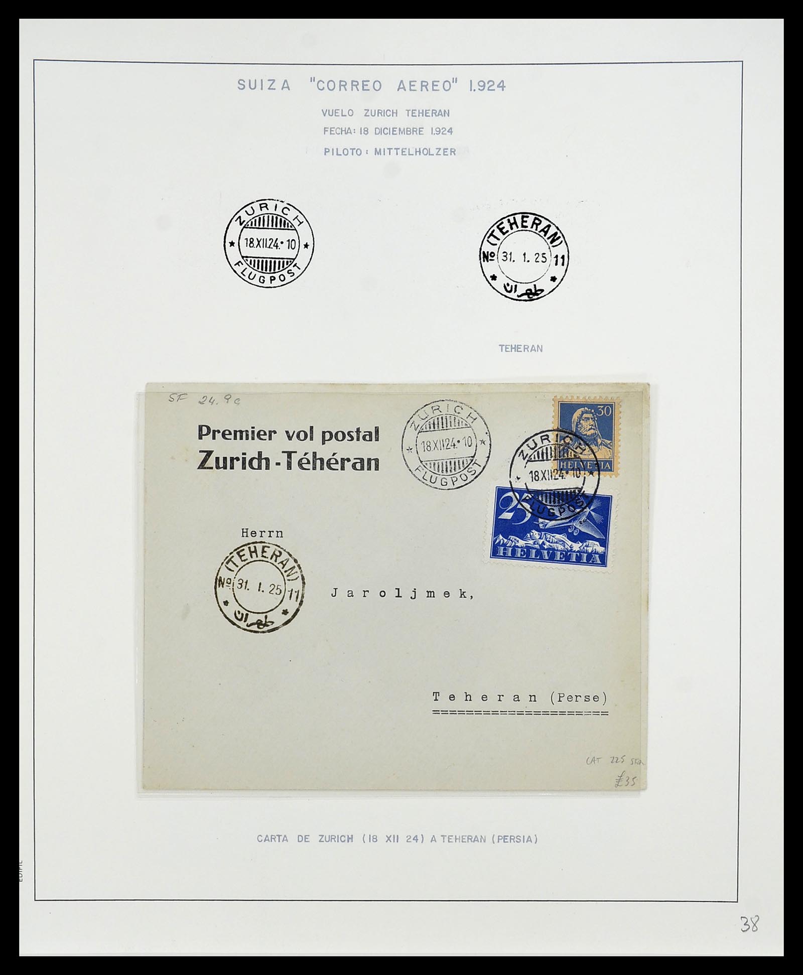 34137 097 - Postzegelverzameling 34137 Zwitserland luchtpostbrieven 1923-1963.