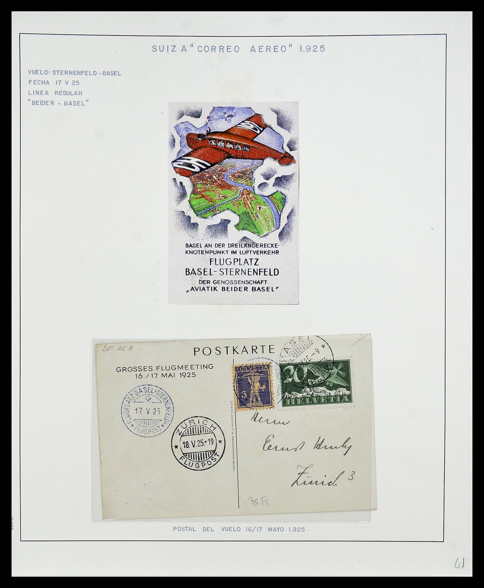 34137 098 - Postzegelverzameling 34137 Zwitserland luchtpostbrieven 1923-1963.