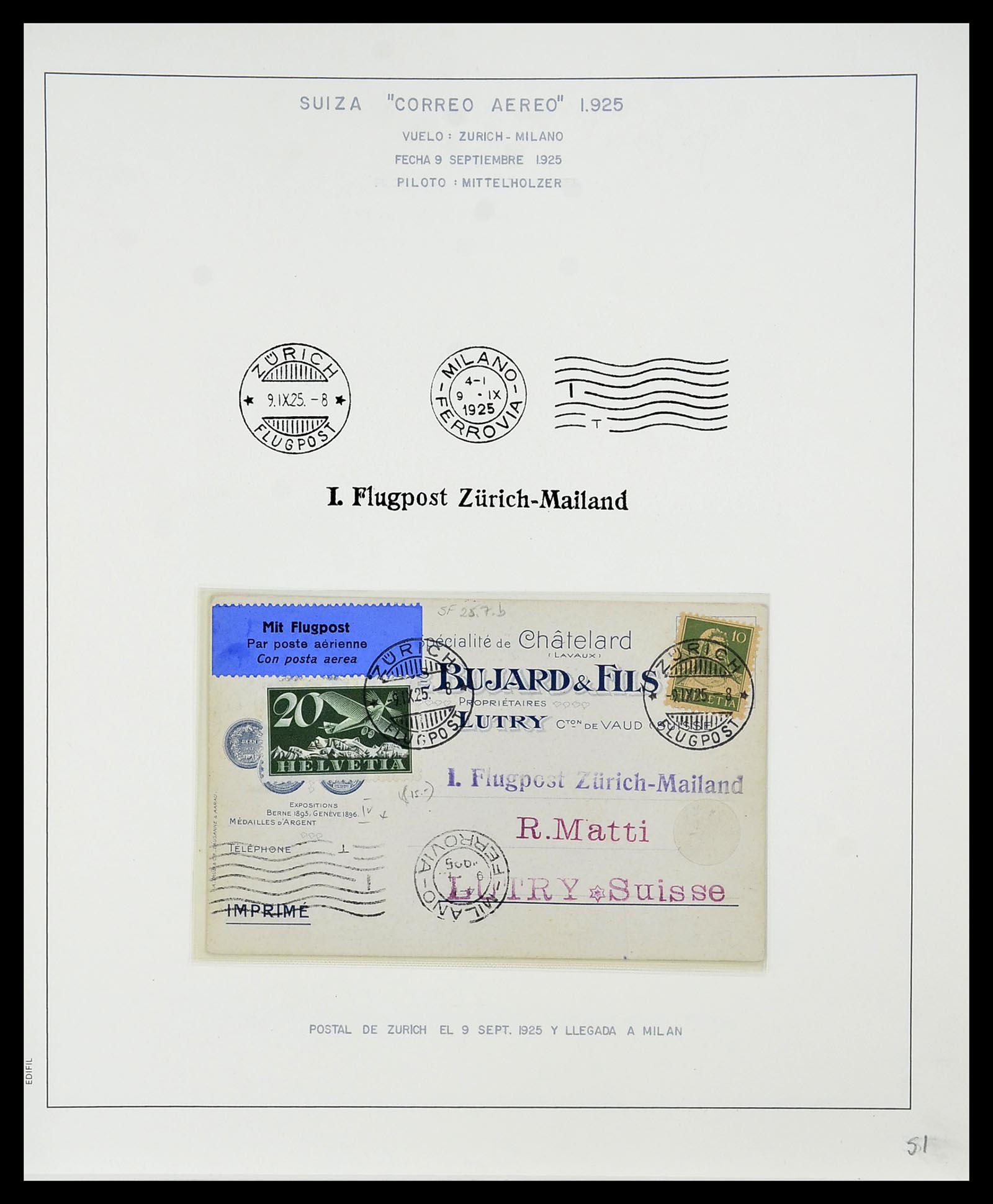 34137 104 - Postzegelverzameling 34137 Zwitserland luchtpostbrieven 1923-1963.