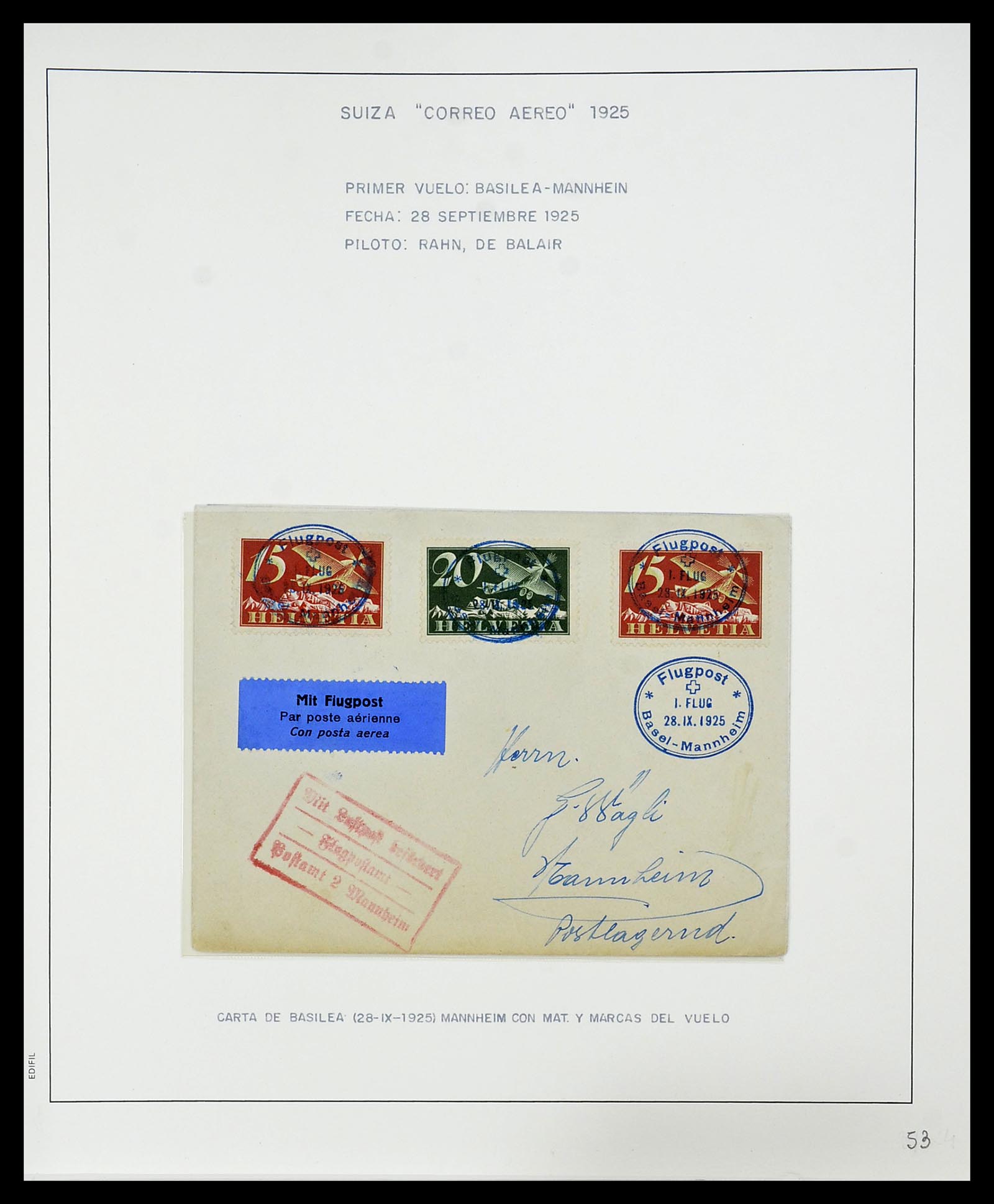 34137 105 - Postzegelverzameling 34137 Zwitserland luchtpostbrieven 1923-1963.