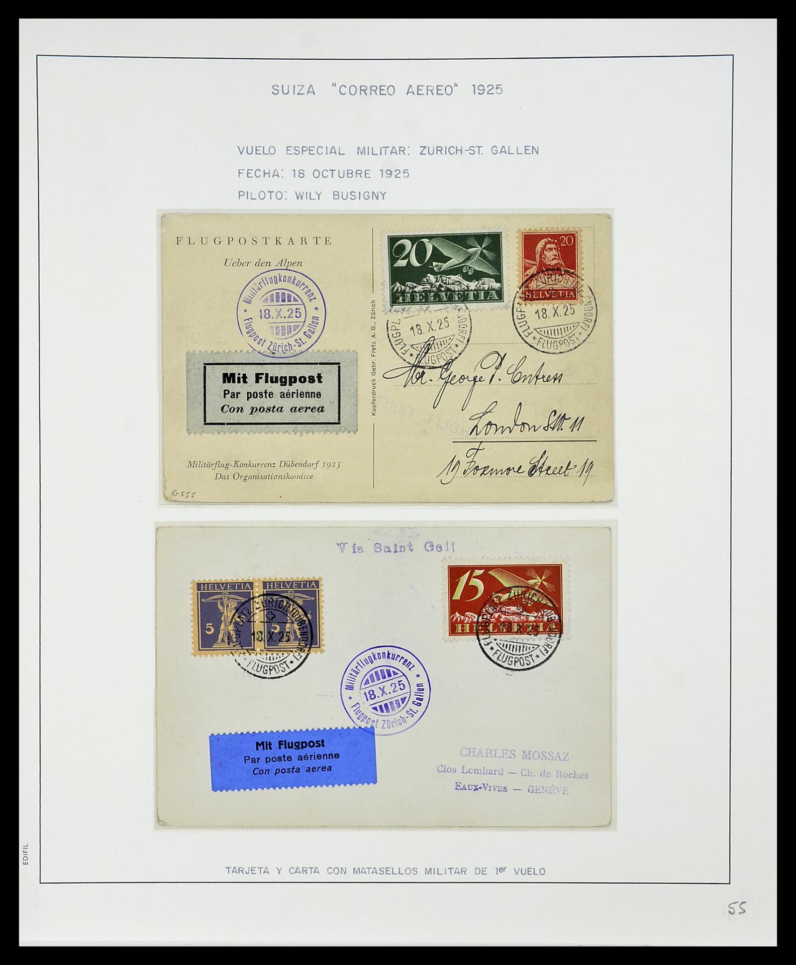 34137 106 - Postzegelverzameling 34137 Zwitserland luchtpostbrieven 1923-1963.