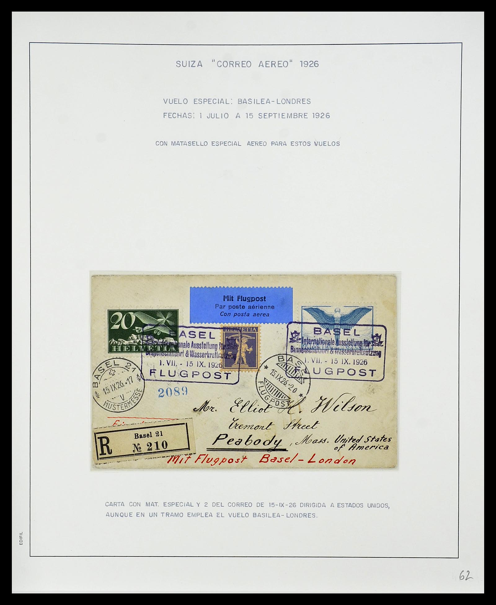 34137 111 - Postzegelverzameling 34137 Zwitserland luchtpostbrieven 1923-1963.