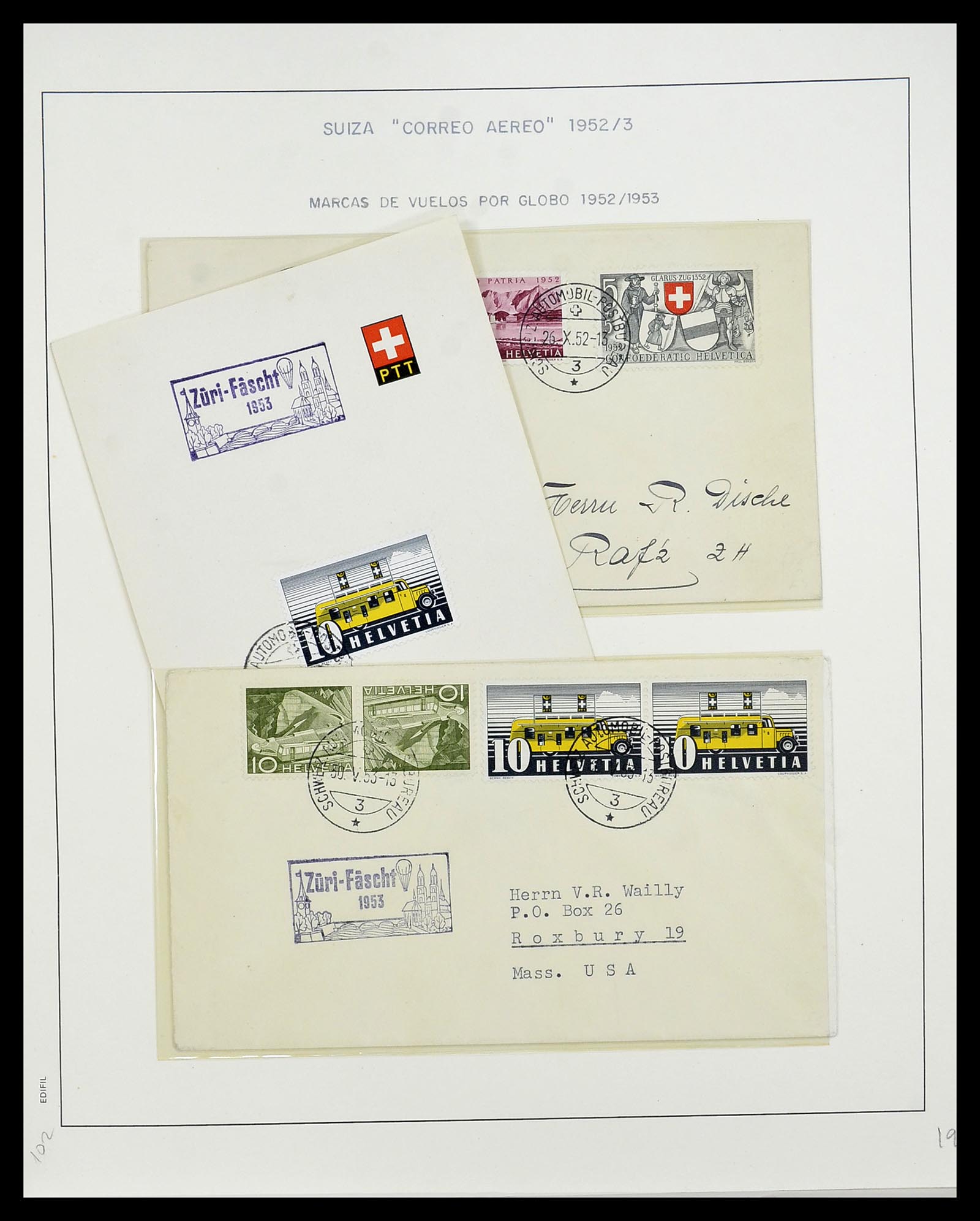 34137 117 - Postzegelverzameling 34137 Zwitserland luchtpostbrieven 1923-1963.