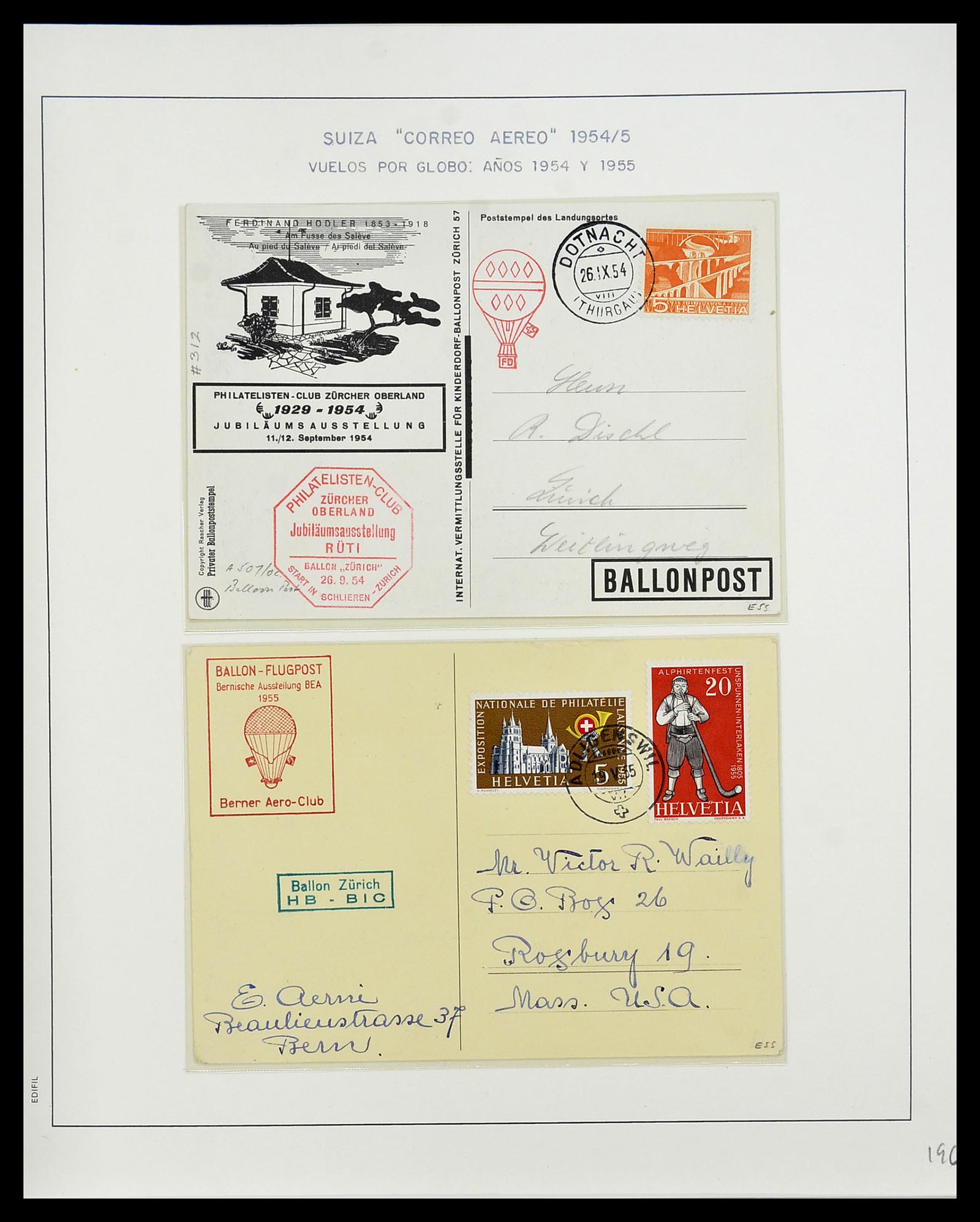 34137 123 - Postzegelverzameling 34137 Zwitserland luchtpostbrieven 1923-1963.