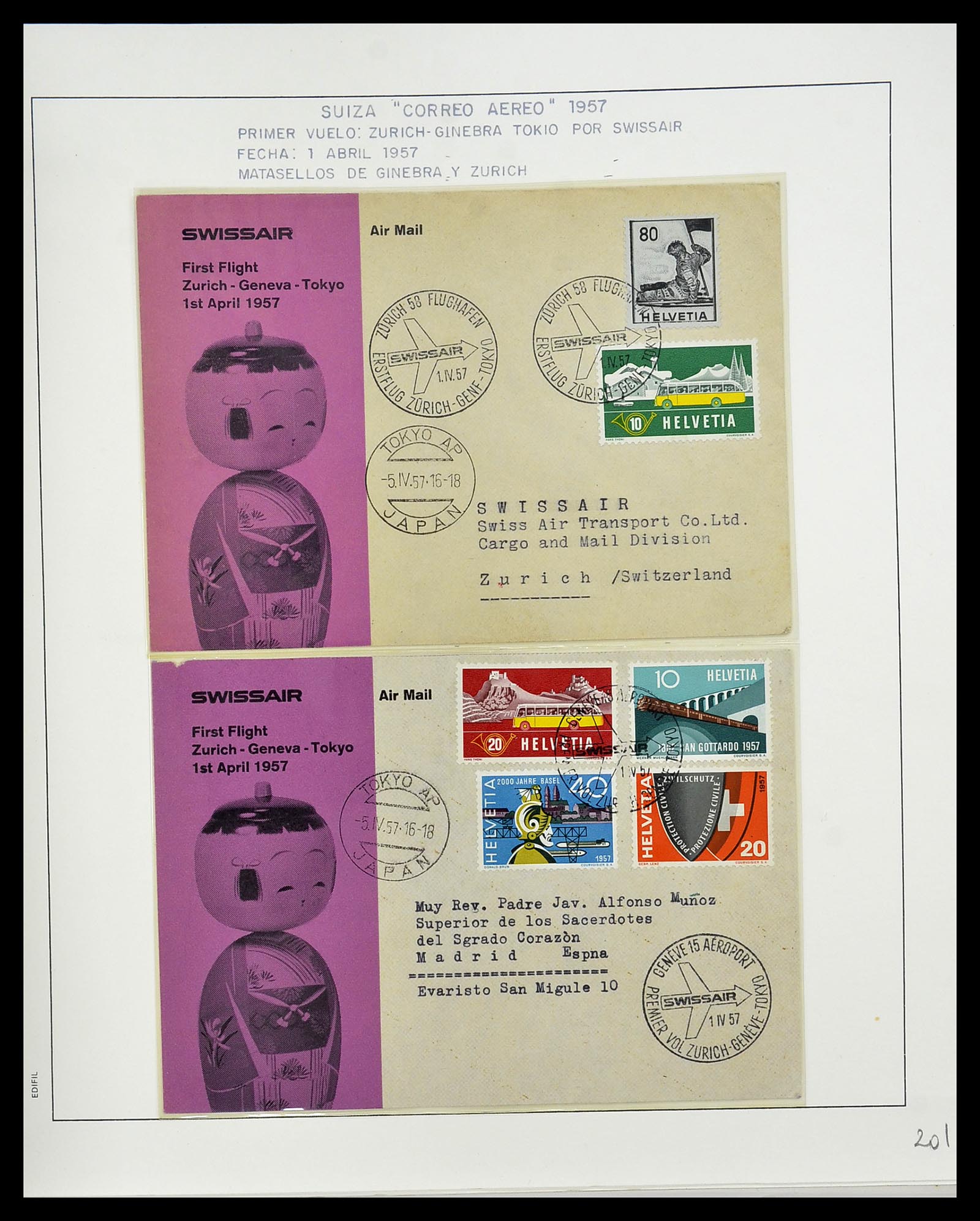 34137 128 - Postzegelverzameling 34137 Zwitserland luchtpostbrieven 1923-1963.