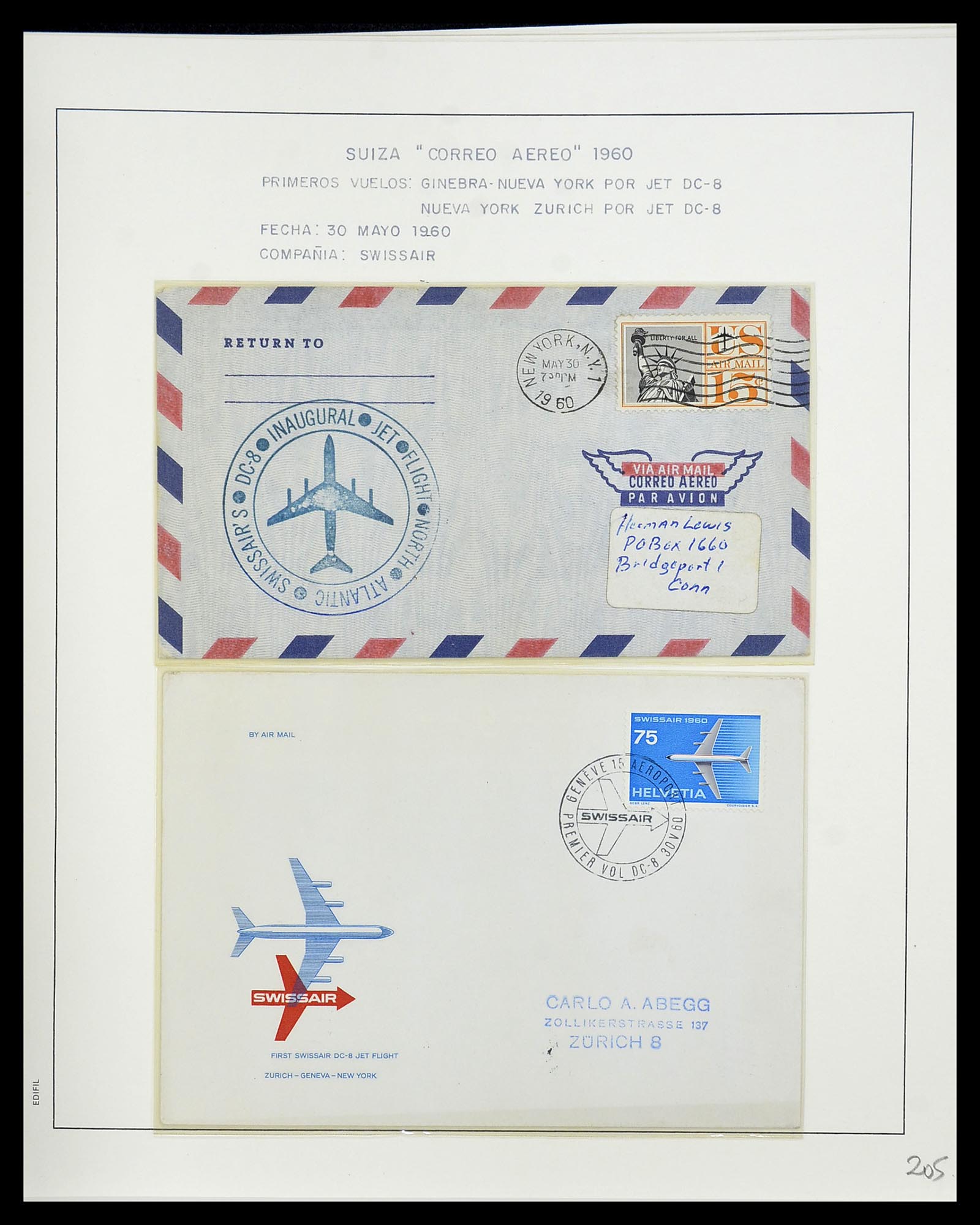 34137 132 - Postzegelverzameling 34137 Zwitserland luchtpostbrieven 1923-1963.
