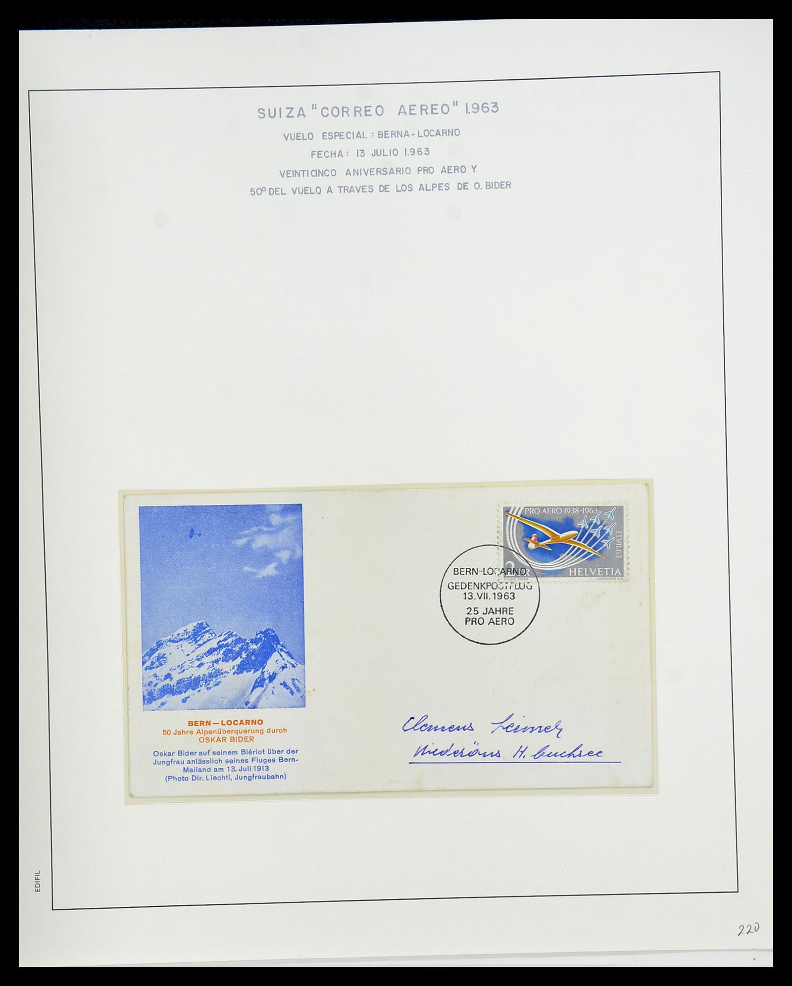 34137 138 - Postzegelverzameling 34137 Zwitserland luchtpostbrieven 1923-1963.