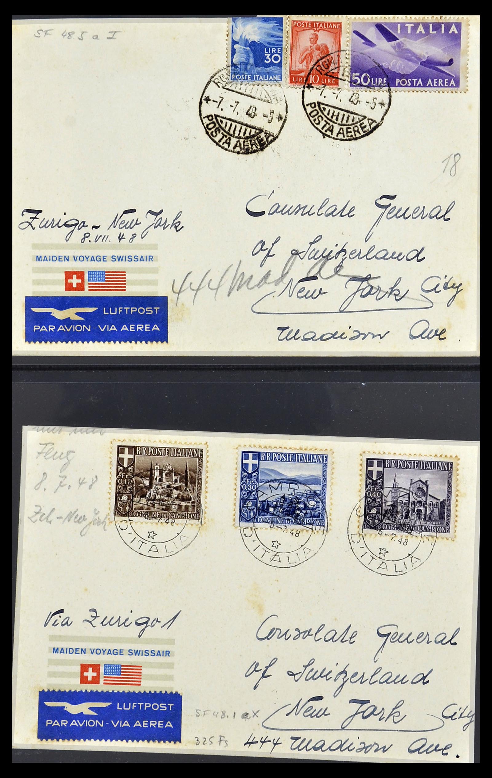 34137 140 - Postzegelverzameling 34137 Zwitserland luchtpostbrieven 1923-1963.