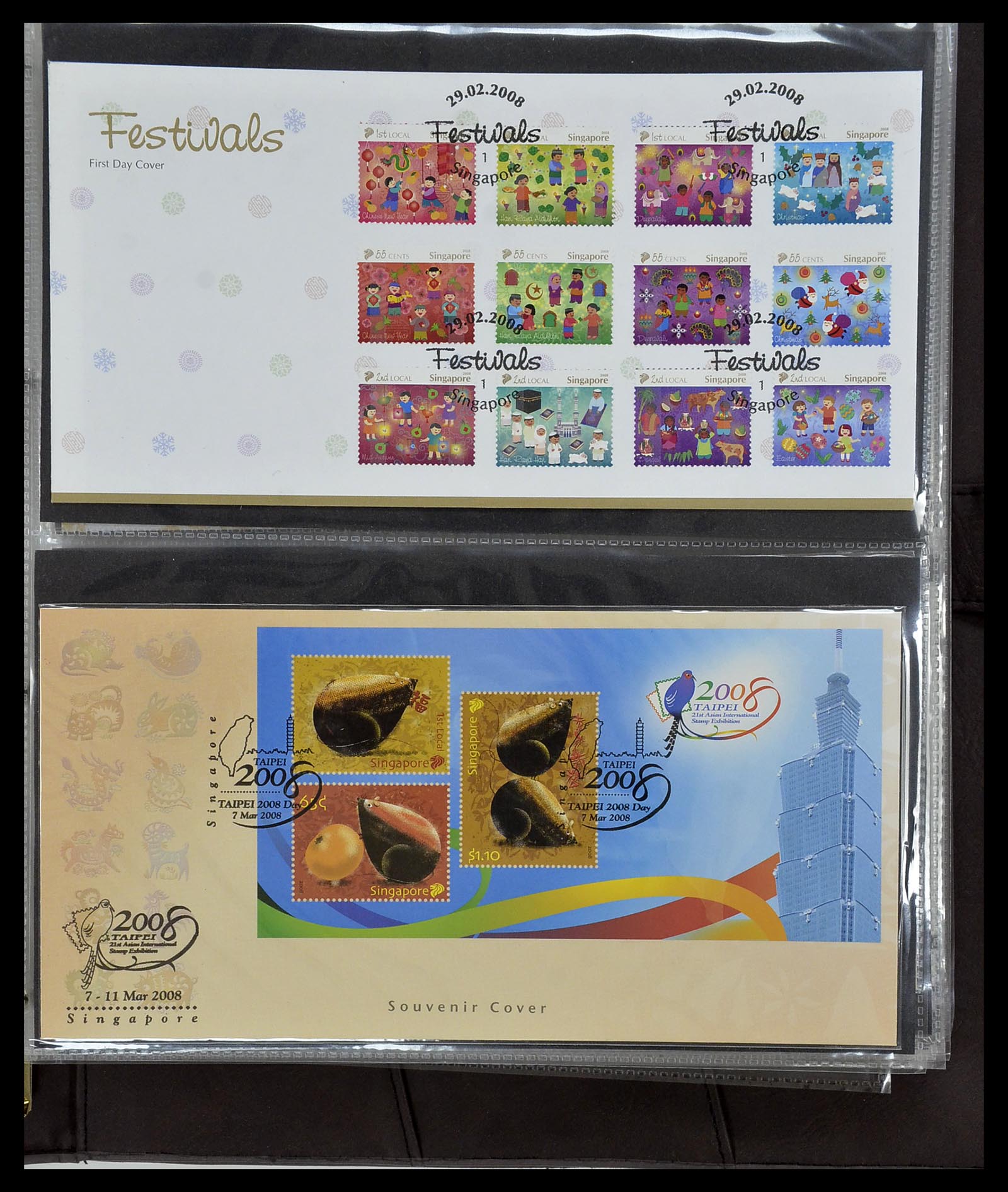 34394 332 - Postzegelverzameling 34394 Singapore FDC's 1948-2015!