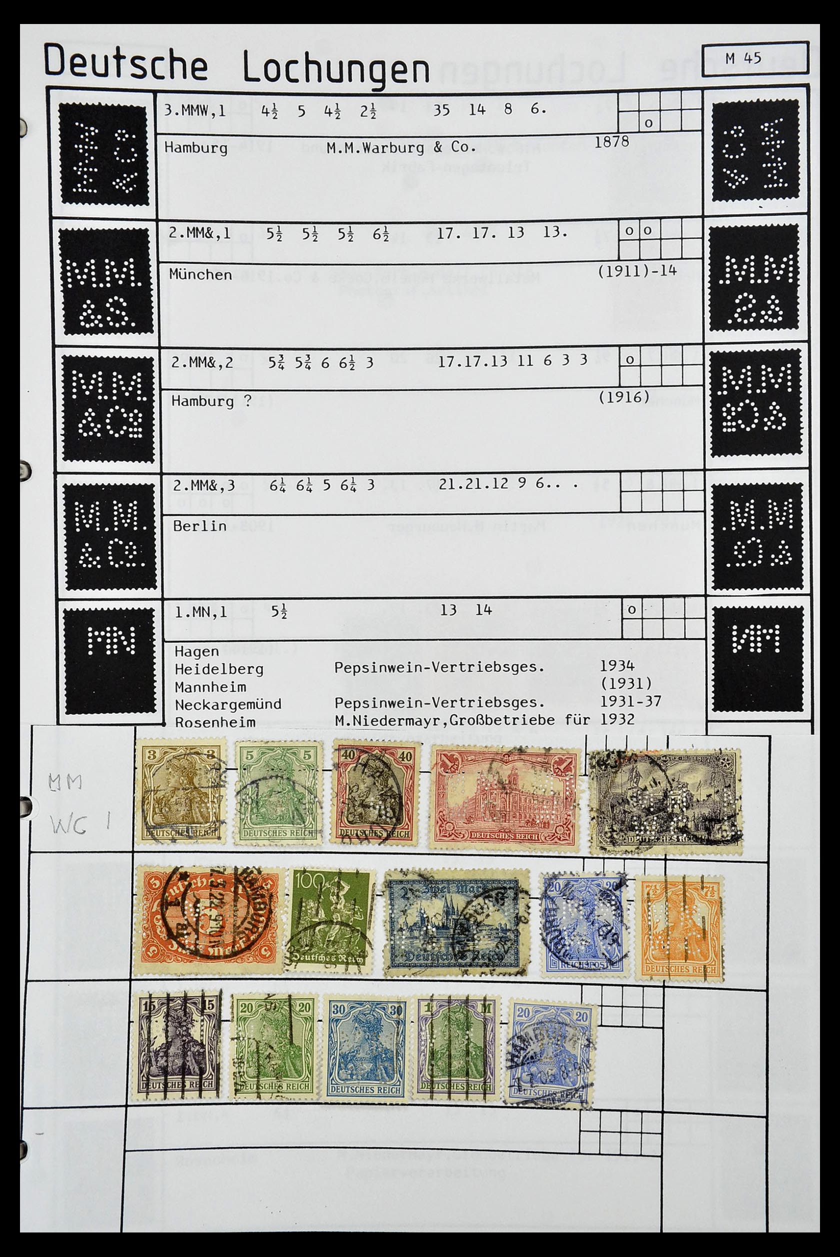 34485 291 - Postzegelverzameling 34485 Duitsland perfins 1890-1960.