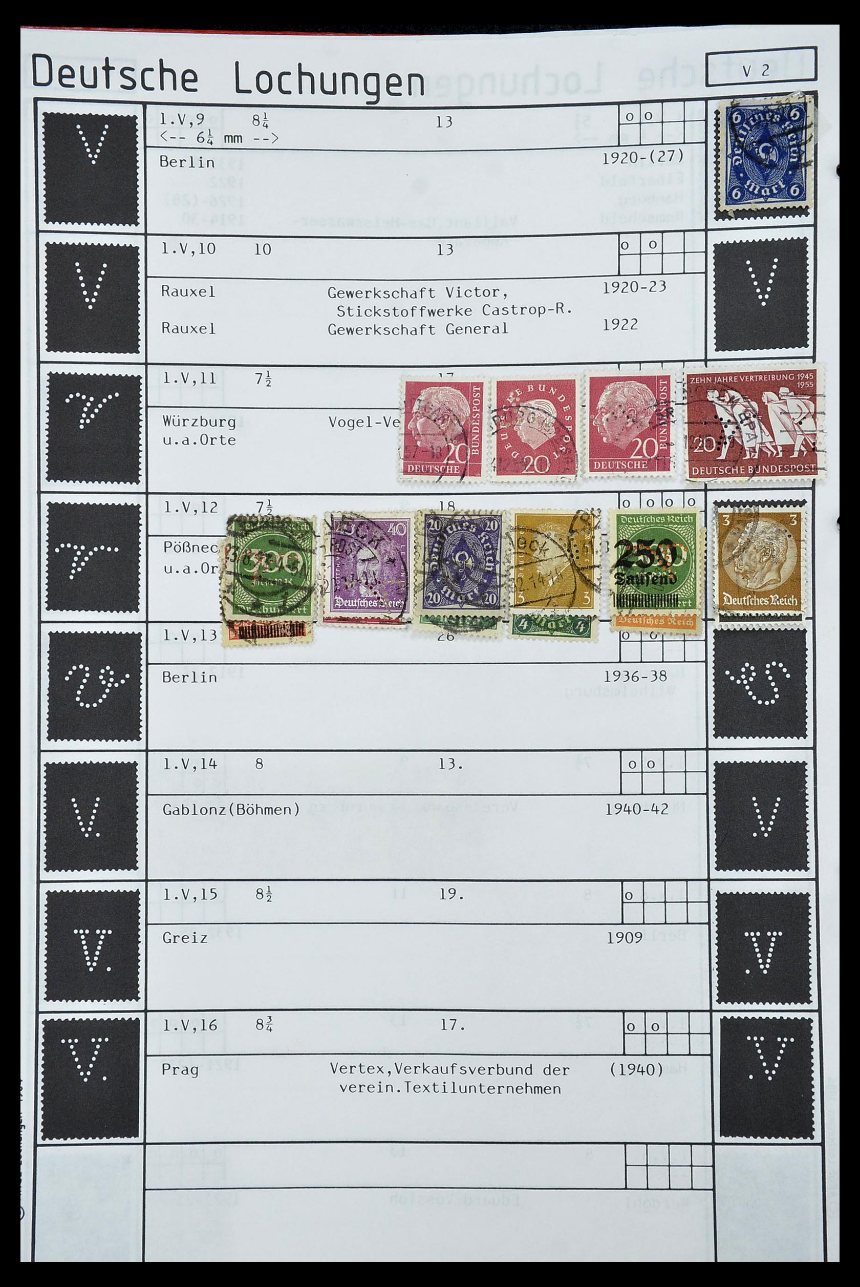 34485 424 - Postzegelverzameling 34485 Duitsland perfins 1890-1960.