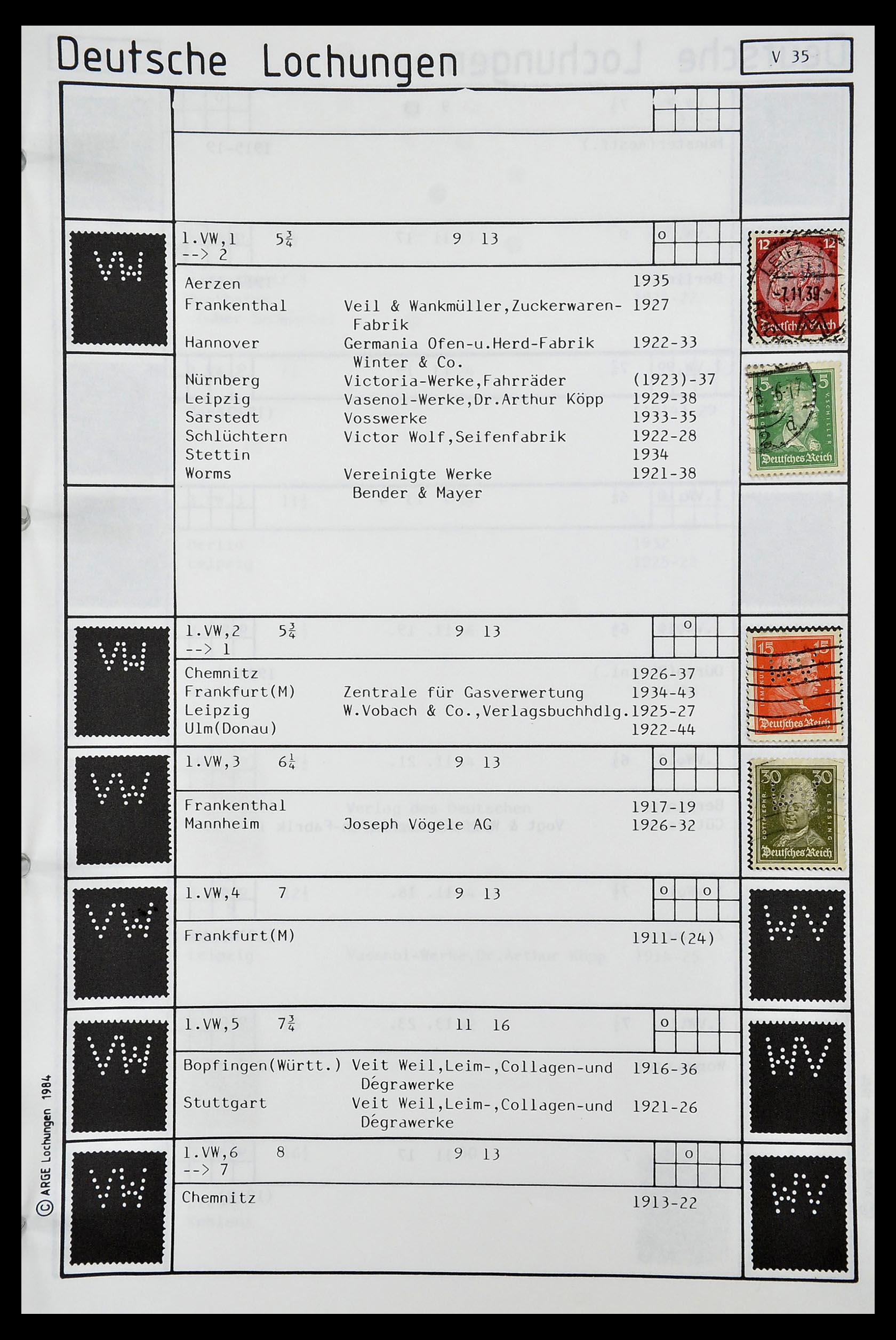 34485 459 - Postzegelverzameling 34485 Duitsland perfins 1890-1960.