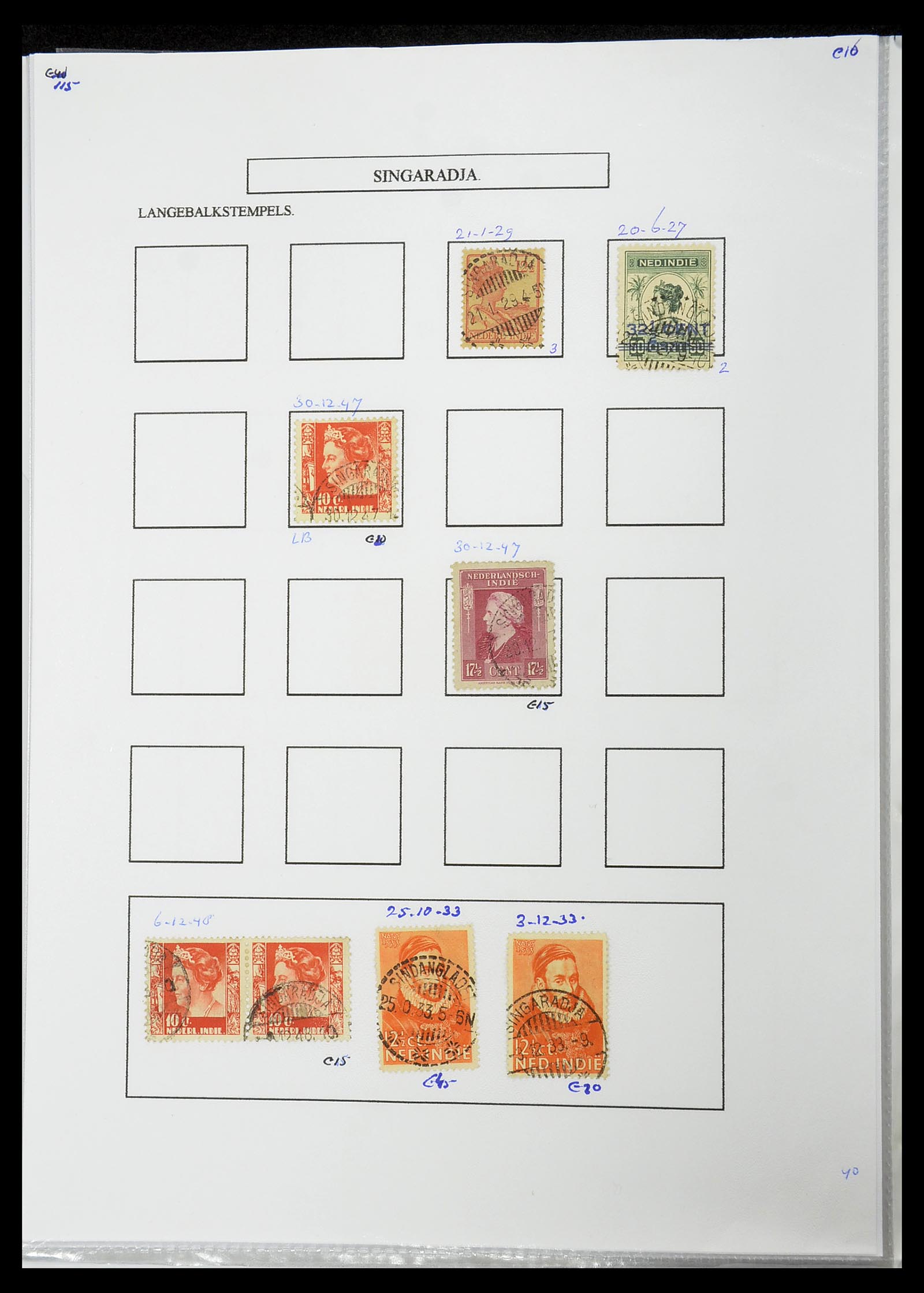 34693 341 - Postzegelverzameling 34693 Nederlands Indië stempels 1917-1948.