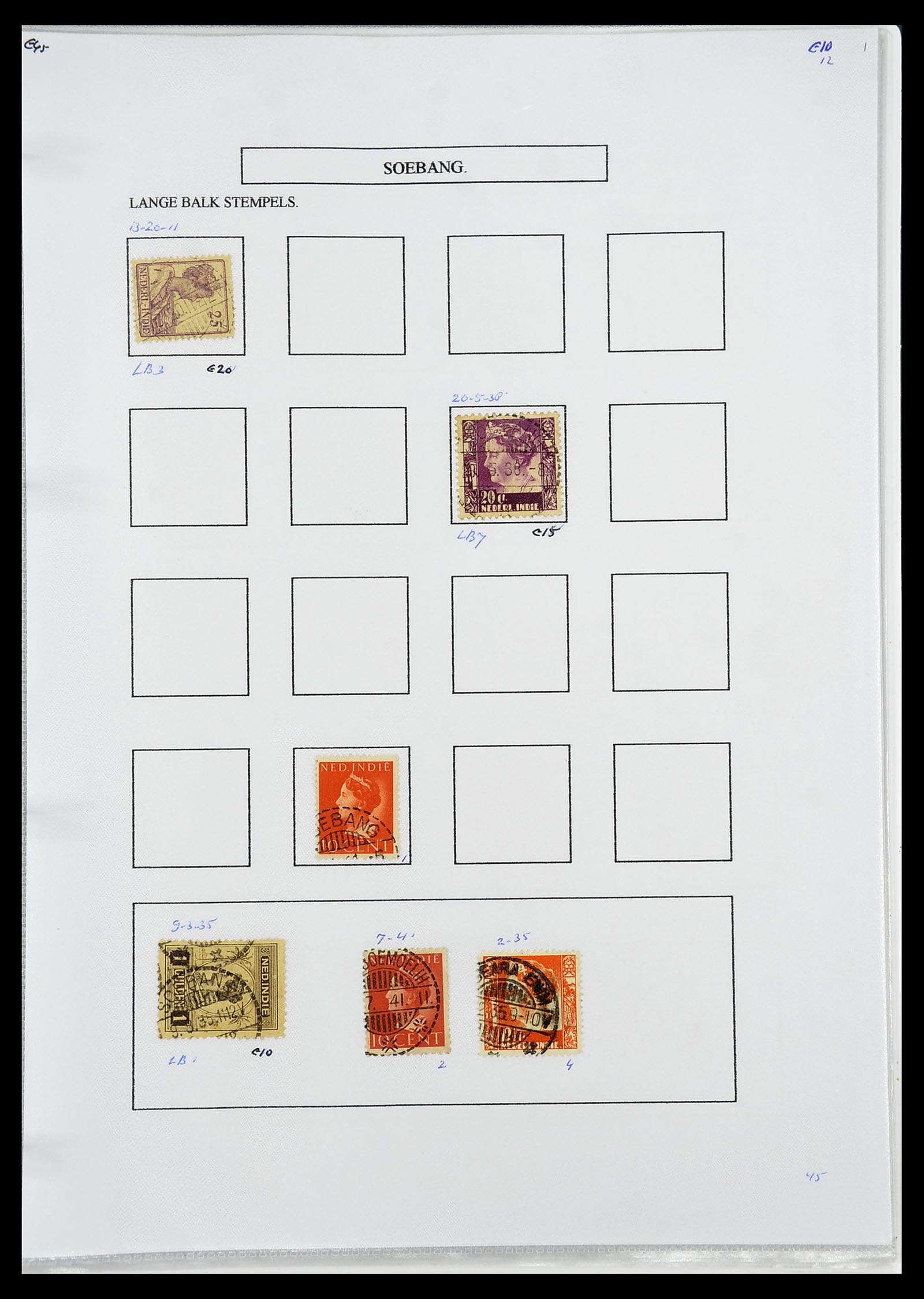 34693 347 - Postzegelverzameling 34693 Nederlands Indië stempels 1917-1948.