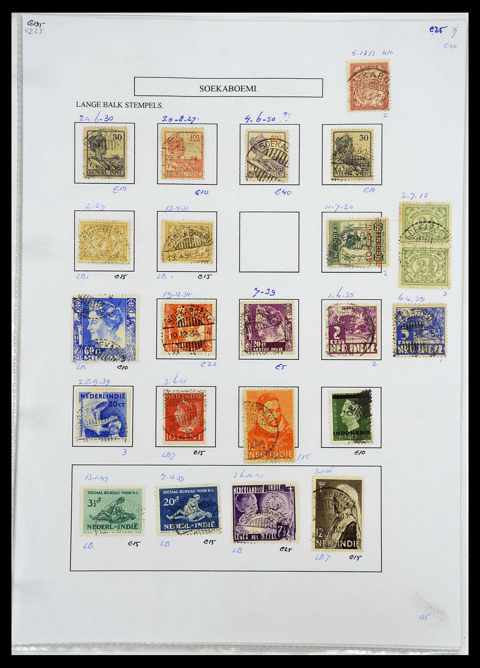 34693 349 - Postzegelverzameling 34693 Nederlands Indië stempels 1917-1948.