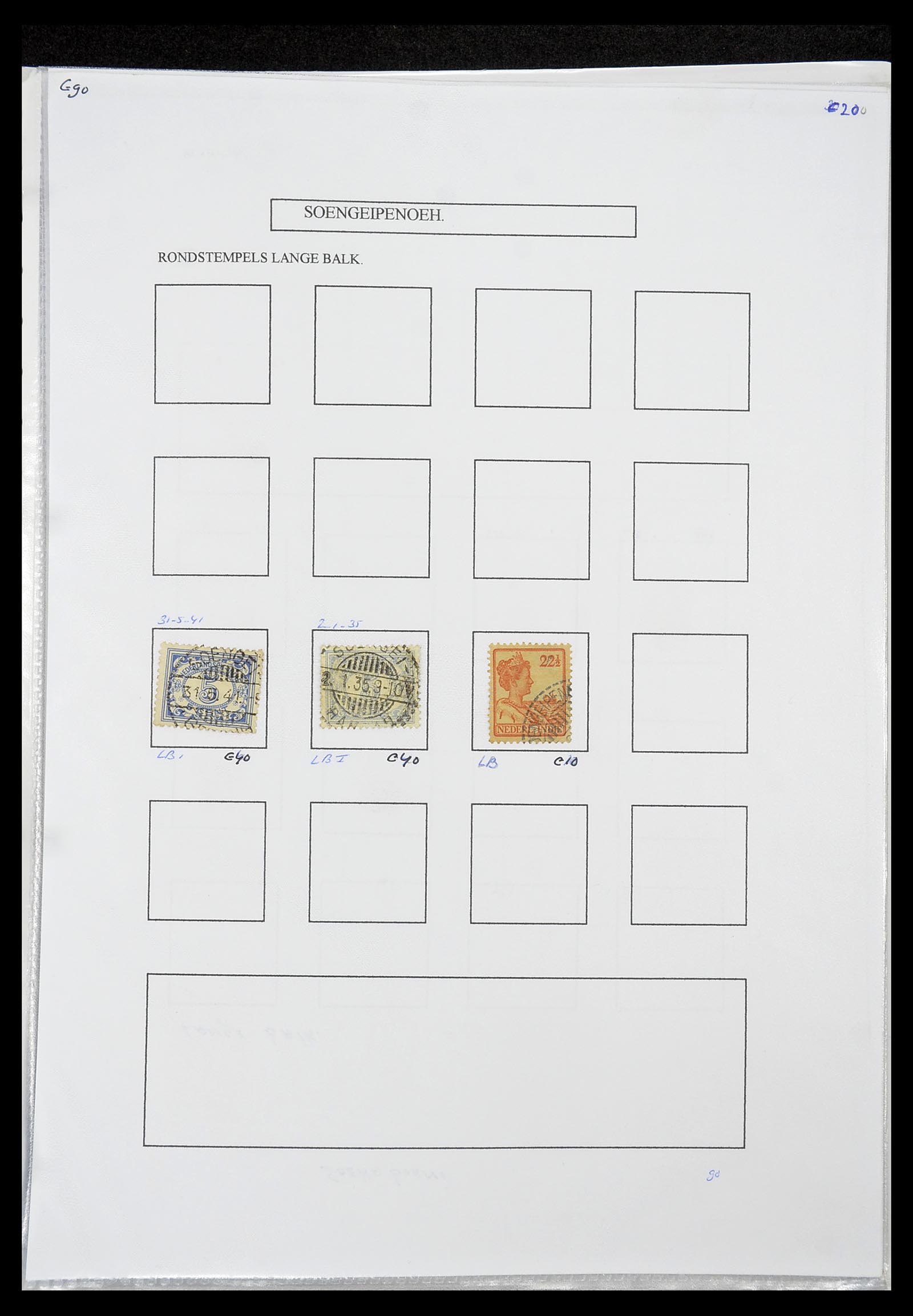 34693 365 - Postzegelverzameling 34693 Nederlands Indië stempels 1917-1948.