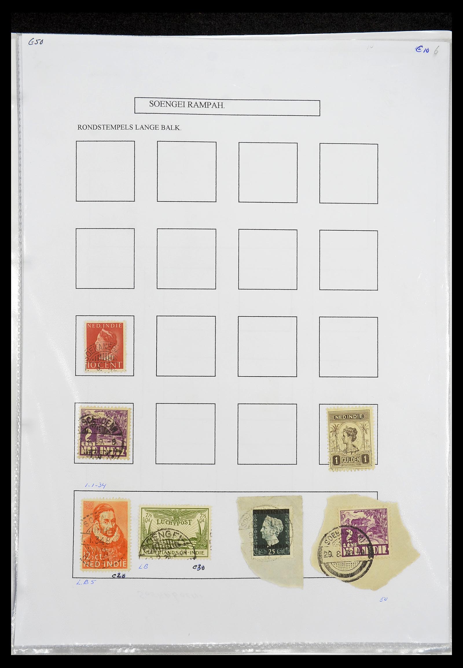 34693 366 - Postzegelverzameling 34693 Nederlands Indië stempels 1917-1948.