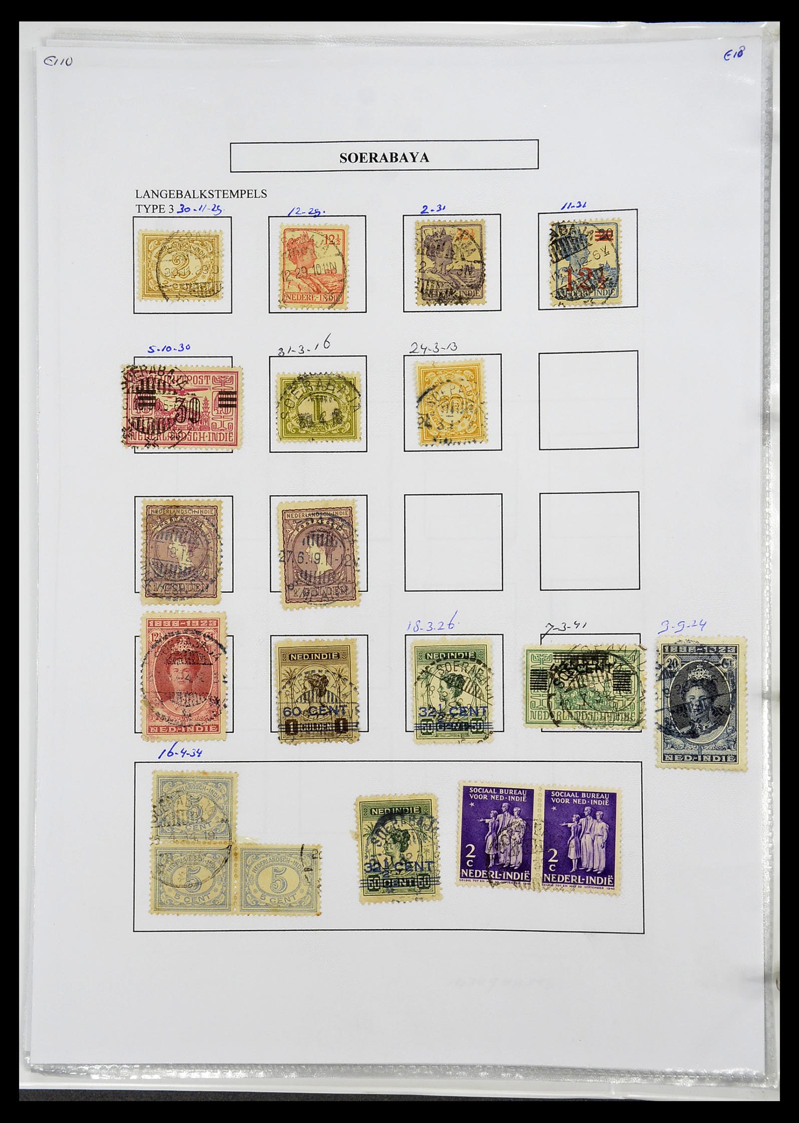 34693 368 - Postzegelverzameling 34693 Nederlands Indië stempels 1917-1948.