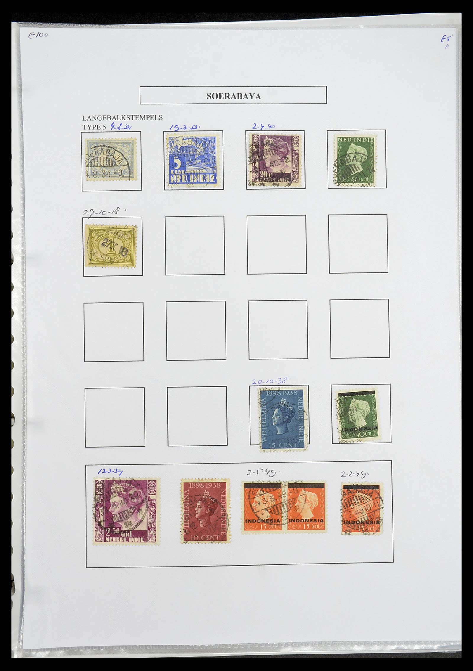 34693 373 - Postzegelverzameling 34693 Nederlands Indië stempels 1917-1948.